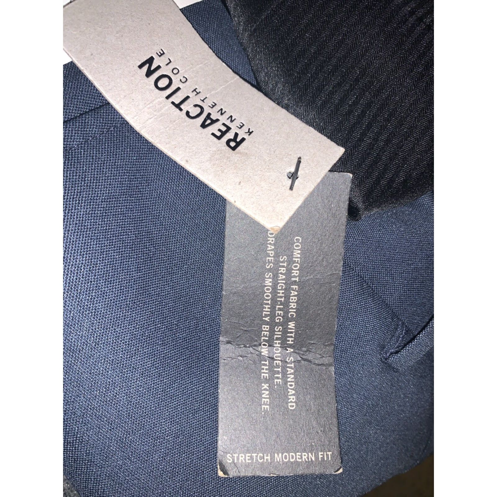 Kenneth Cole NWT Kenneth Cole Reaction Dress Pants Navy Modern Fit 36x32 Straight Pants Men Belt Loops Flat Front Elastic Waist Stretch Blue 695 NEW Size US 36 / EU 52 - 4 Thumbnail