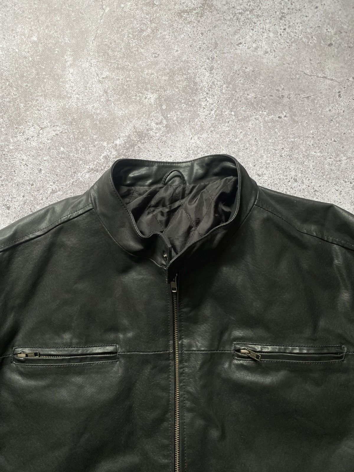 Vintage Vintage F&F Biker Jacket Leather Avant Garde Y2K Black Size US XXL / EU 58 / 5 - 2 Thumbnail