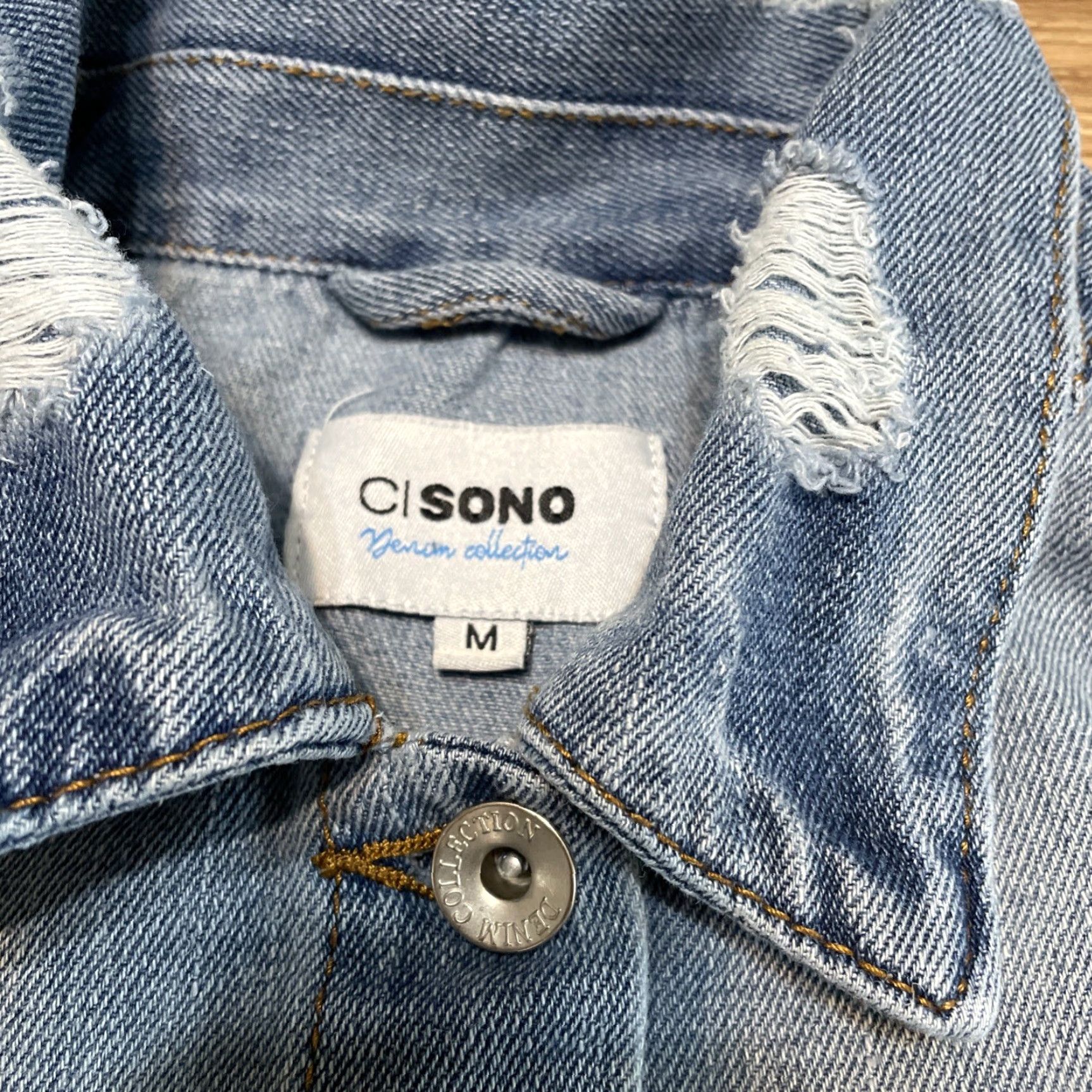 Vintage VINTAGE CI SONO Denim Jacket Women Medium Blue Ripped Distressed Stretch Cotton Blend 80s Retro Size 32" / US 10 / IT 46 - 2 Thumbnail
