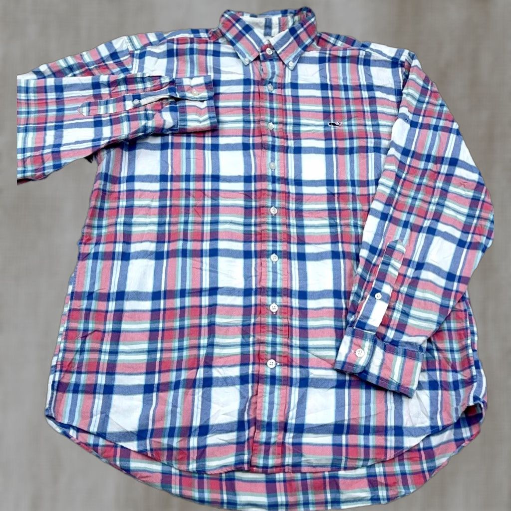 Vineyard Vines Vineyard Vines Flannel Shirt Men Medium Blue Pink Plaid Button Up Whale Shirt Shirt? Size US M / EU 48-50 / 2 - 1 Thumbnail