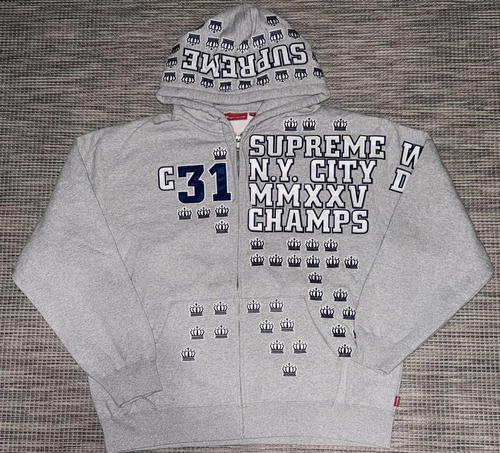 Supreme Supreme Heather Grey League Champs Zip | Grailed