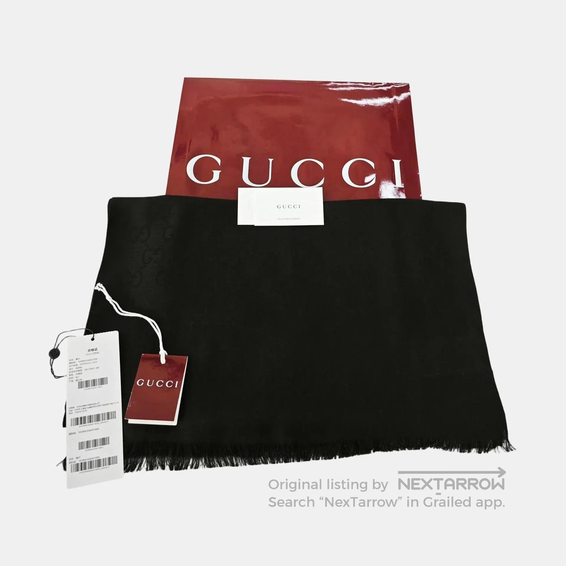 Gucci Gucci Black Wool Scarf. Size ONE SIZE - 5 Thumbnail