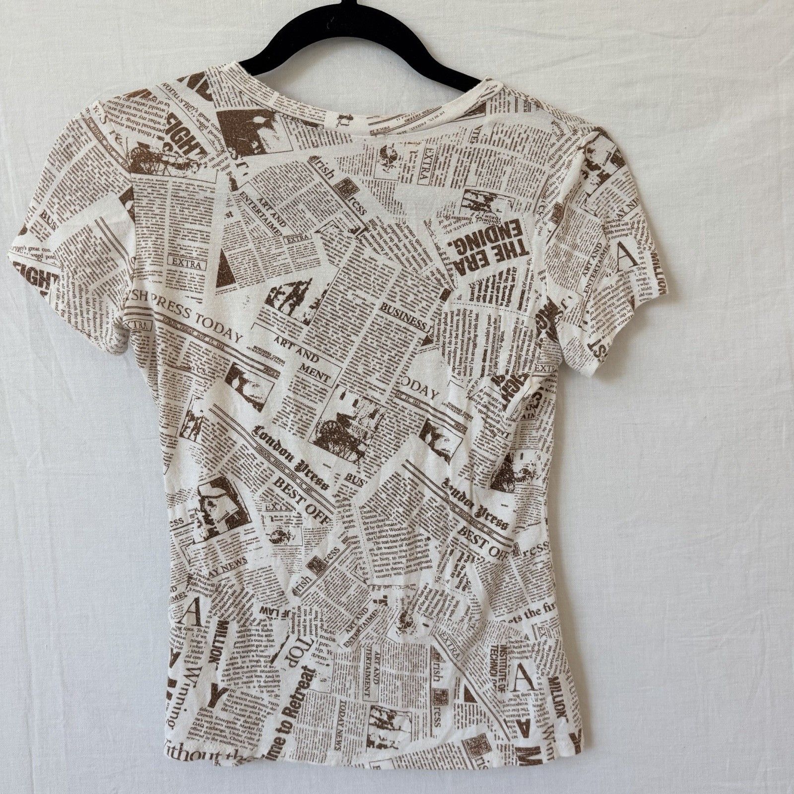 Other Ragdoll LA Newspaper Print Tee Shirt 84 Graphic Brown White Size M / US 6-8 / IT 42-44 - 7 Thumbnail