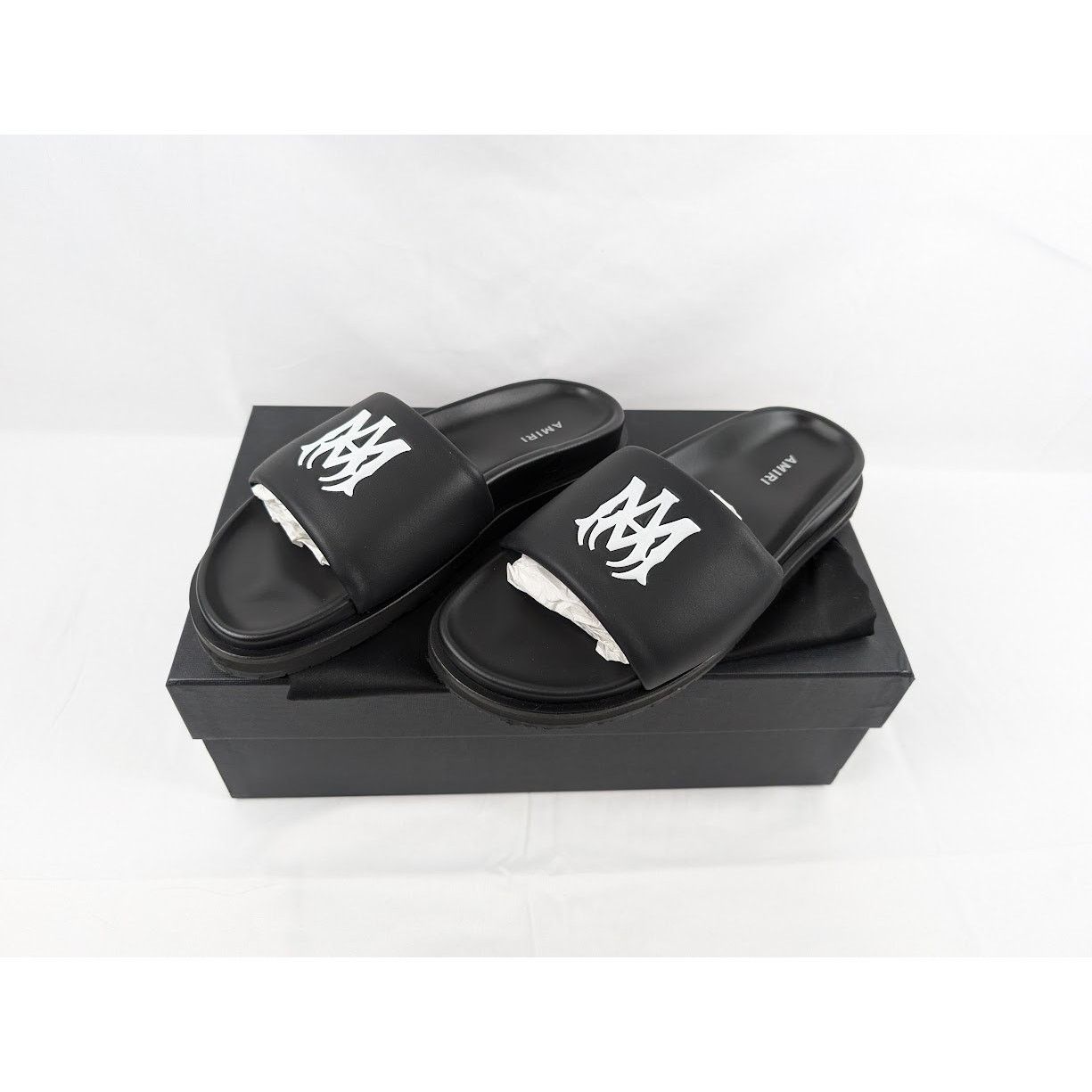Amiri o1rshd1 Leather Slide in Black / White Size US 7 / EU 40 - 22 Thumbnail