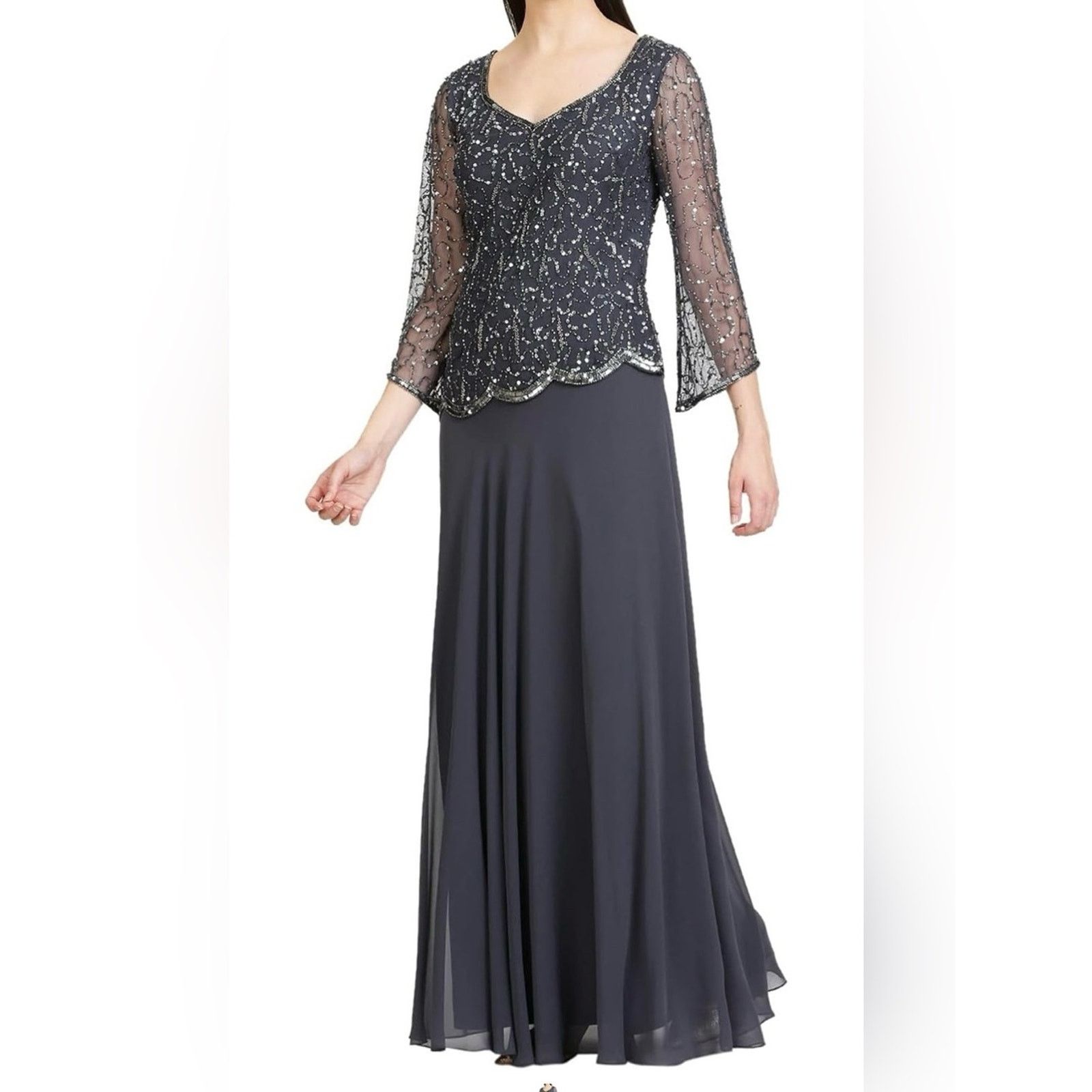 j kara 3 4 sleeve sequin dress Amazon.com: J Kara Women's Petite 3/4 Sleeve V-Neck Beaded Top Long Gown,  Grey/Gun, 12P : Clothing, Shoes & Jewelry