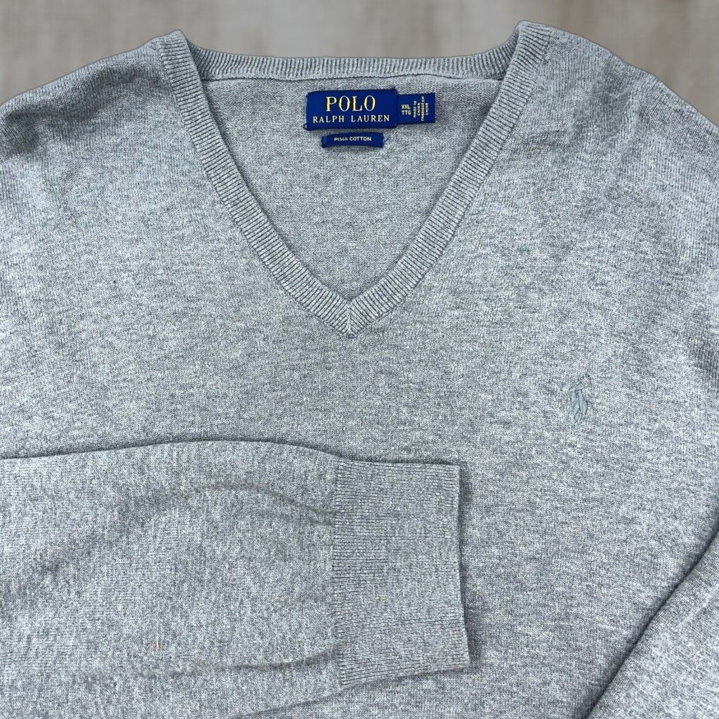 Polo Ralph Lauren Polo Ralph Lauren Sweater Men 2XL Gray V-Neck Pullover Knit Cotton Logo Embroidered Button Zipper Pullover Casual Sports Modern Preppy / Mens Size US XXL / EU 58 / 5 - 1 Thumbnail