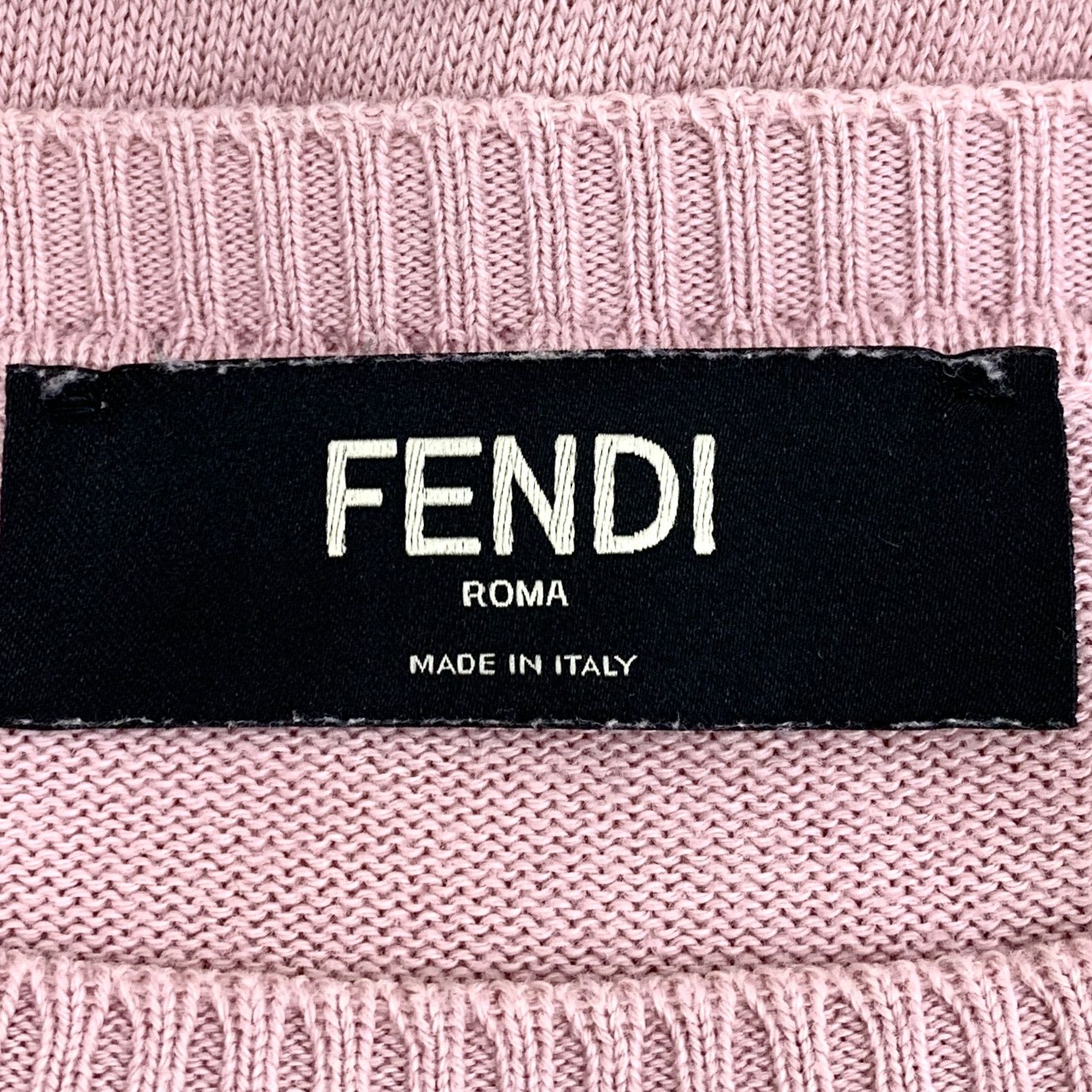Fendi Fendi Pink & Brown Cotton Knit Sweater (Size L) Size L / US 10 / IT 46 - 4 Thumbnail