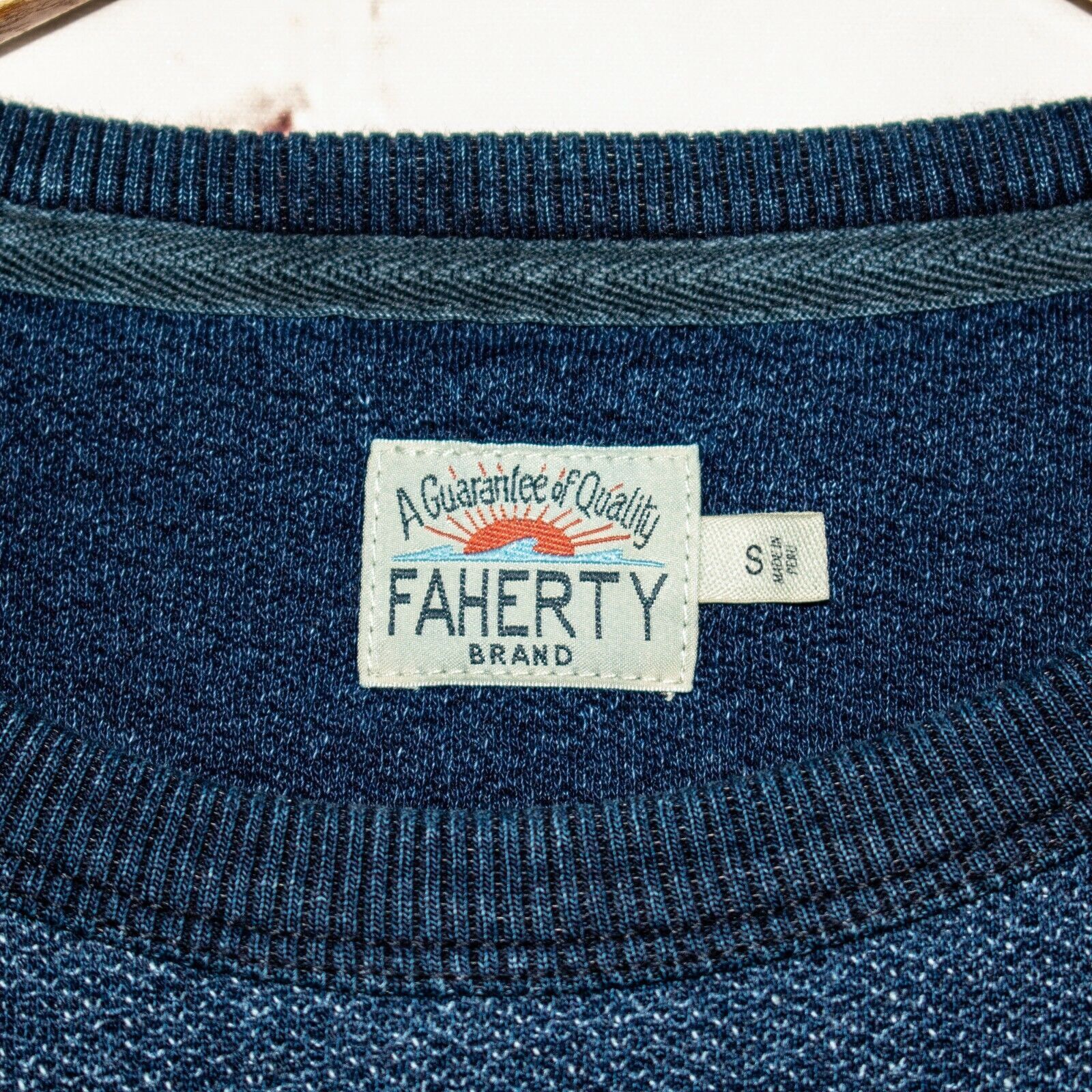 Faherty FAHERTY LOGO Crew Sweatshirt in Indigo Dyed Blue Cotton Size US S / EU 44-46 / 1 - 3 Thumbnail