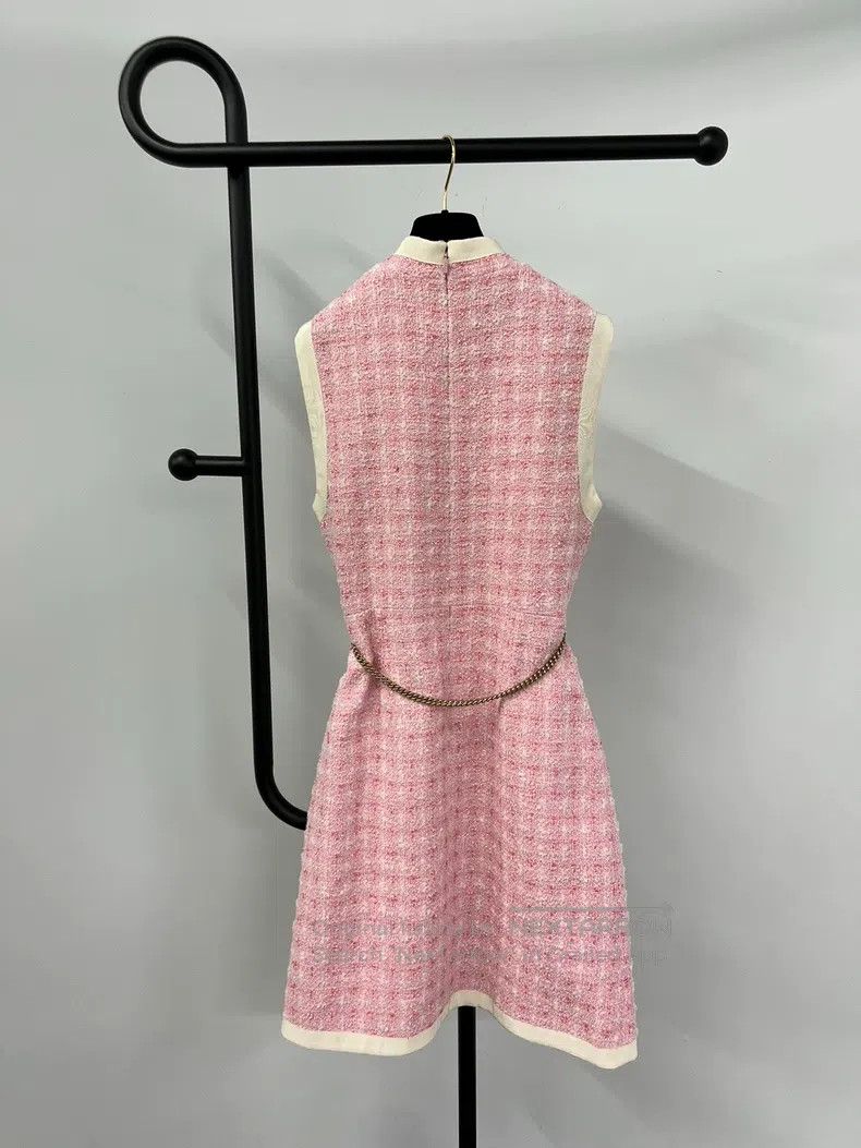 Gucci Gucci Pink tweed waist chain sleeveless dress Size S / US 4 / IT 40 - 2 Thumbnail