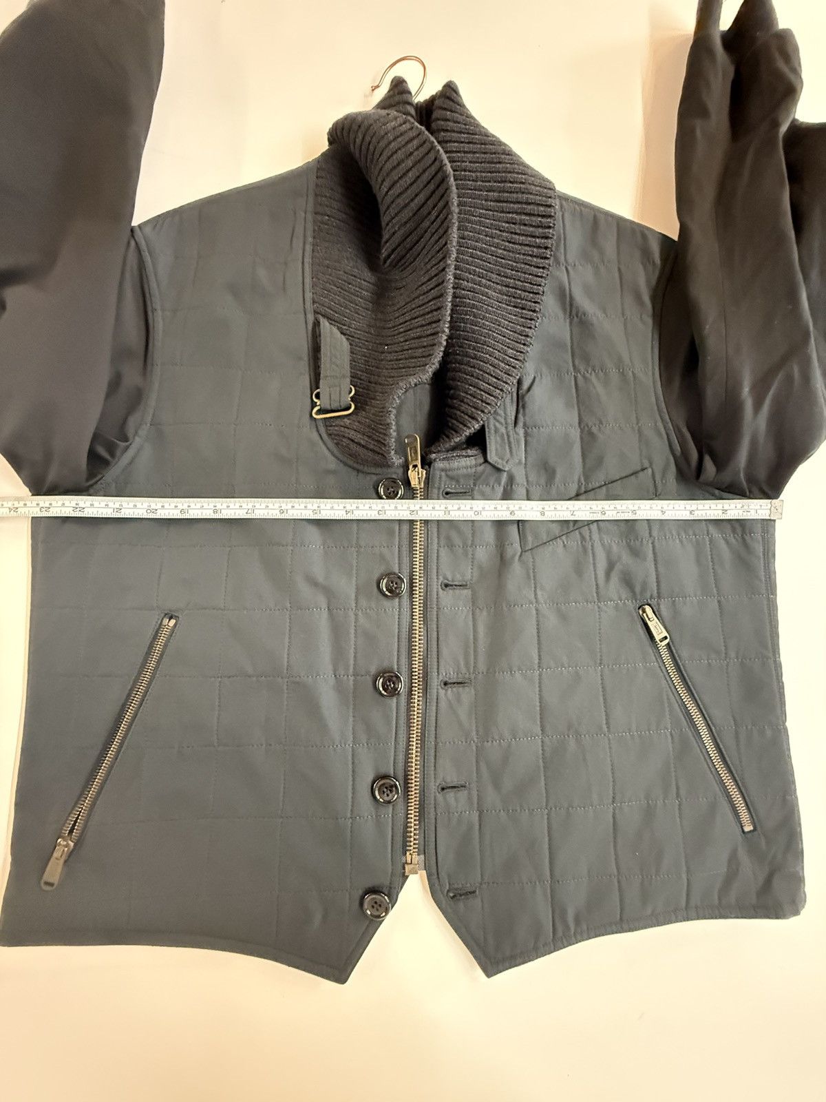 Yves Saint Laurent YSL Quilted Hybrid Bomber Jacket - Slate/Black - Size 56 Size US XL / EU 56 / 4 - 21 Thumbnail