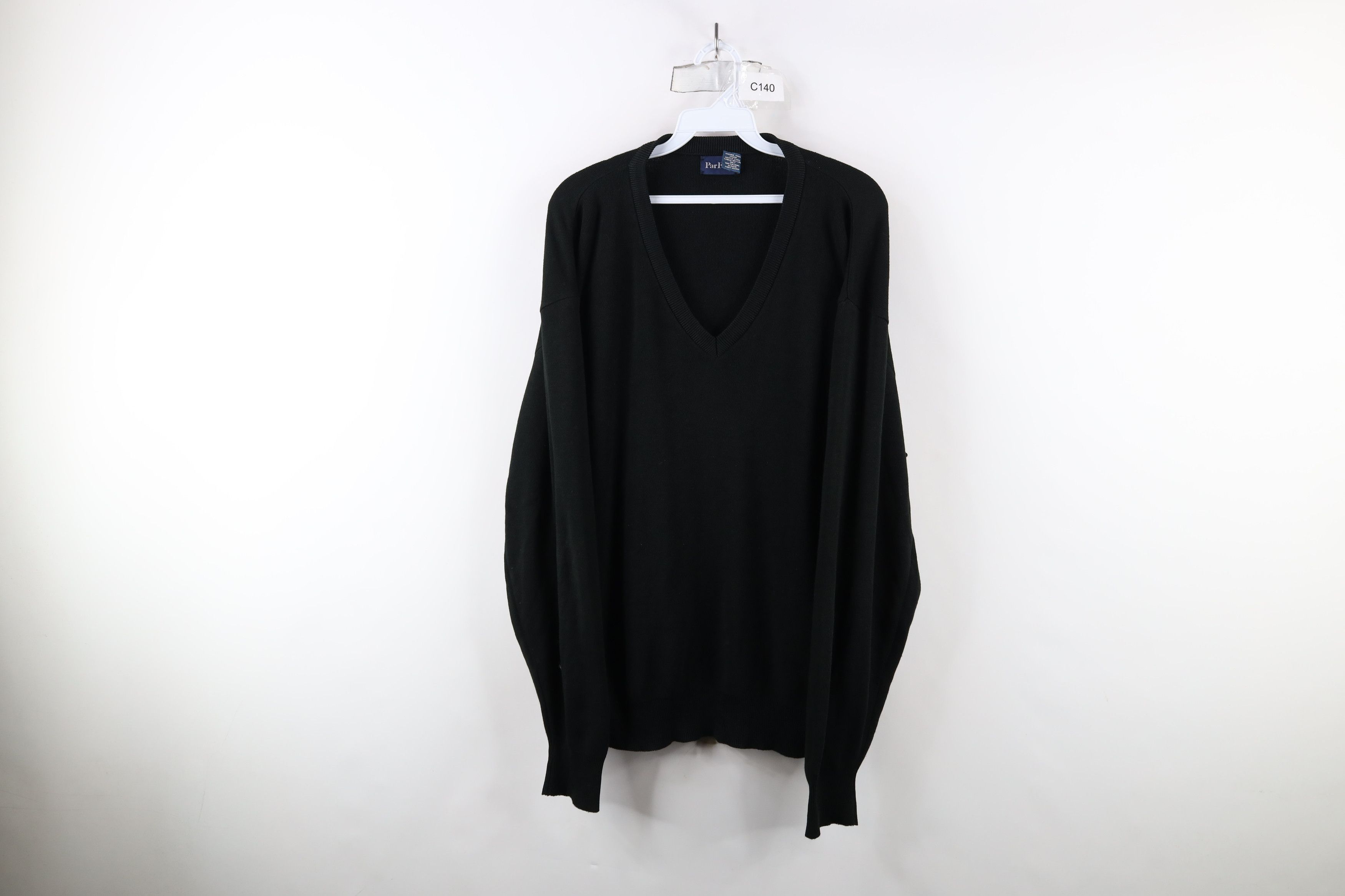 Vintage Vintage 70s Streetwear Blank Knit V-Neck Sweater USA Black Size US L / EU 52-54 / 3 - 1 Thumbnail