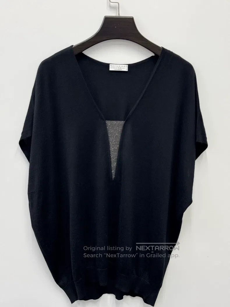 Brunello Cucinelli Brunello Cucinelli Women's Short Sleeve Cashmere Knit Top Size L / US 10 / IT 46 - 1 Thumbnail