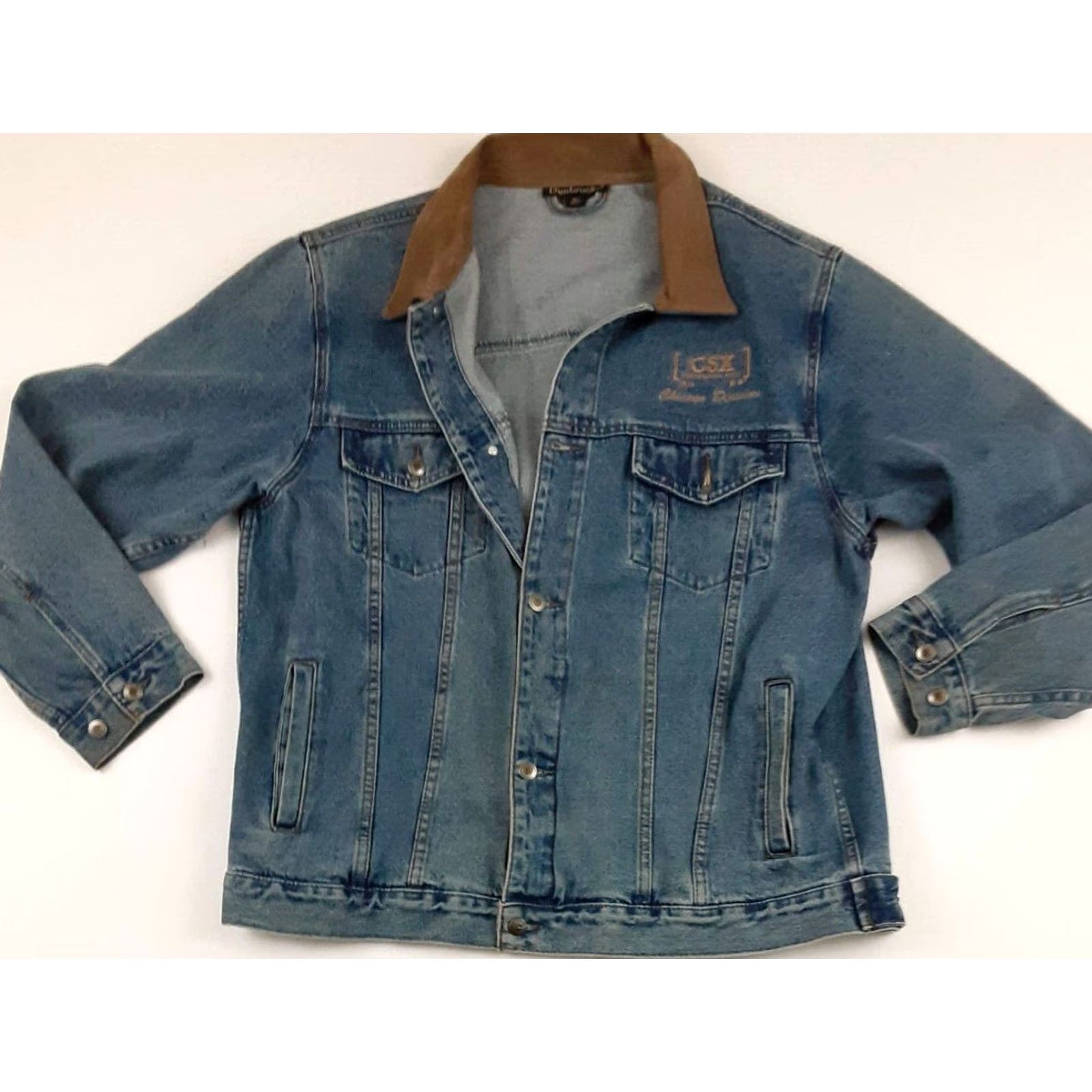 Dunbrooke VINTAGE Dunbrooke Rail 600 Days Injury Free Blue Jeans Jacket XL Blue Denim Bomber Jacket Mens Leather Suede Collar, All Seasons, Chicago Division Size US 36 / EU 52 - 2 Thumbnail