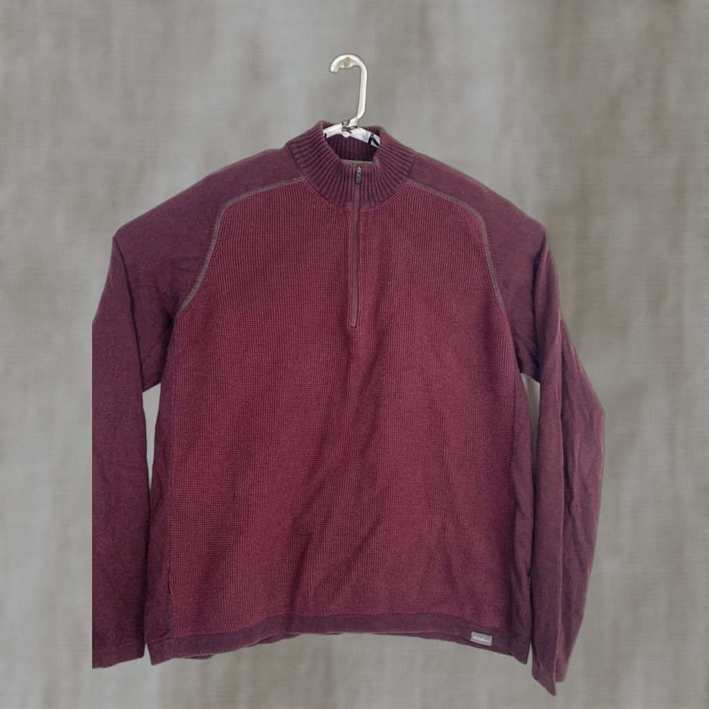 Eddie Bauer Eddie Bauer Mens 2XL Maroon Cotton Wool 1/4 Zip Waffle Thermal Shirt Size US XXL / EU 58 / 5 - 1 Thumbnail