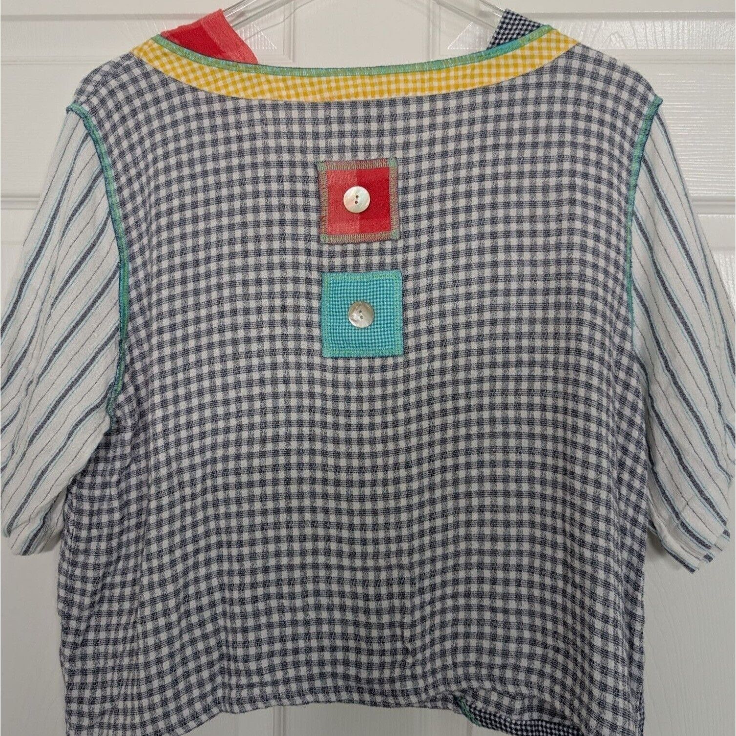 Designer Faith Gingham Check Crop Shirt Womens Size XL Blue Cottage Size XL / US 12-14 / IT 48-50 - 7 Thumbnail