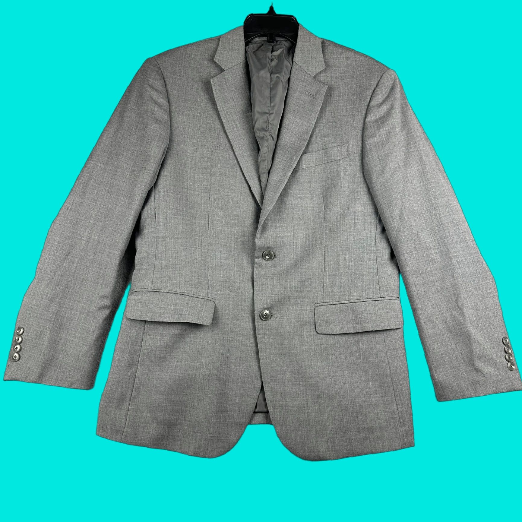 Jos. A. Bank Jos. A. Bank 1905 Suit Jacket Mens 40R Gray Wool Two-Button Slim Tailored Fit Notch Lapel Basic Formal Wedding Business Chocolate Gray Size 40R - 1 Thumbnail