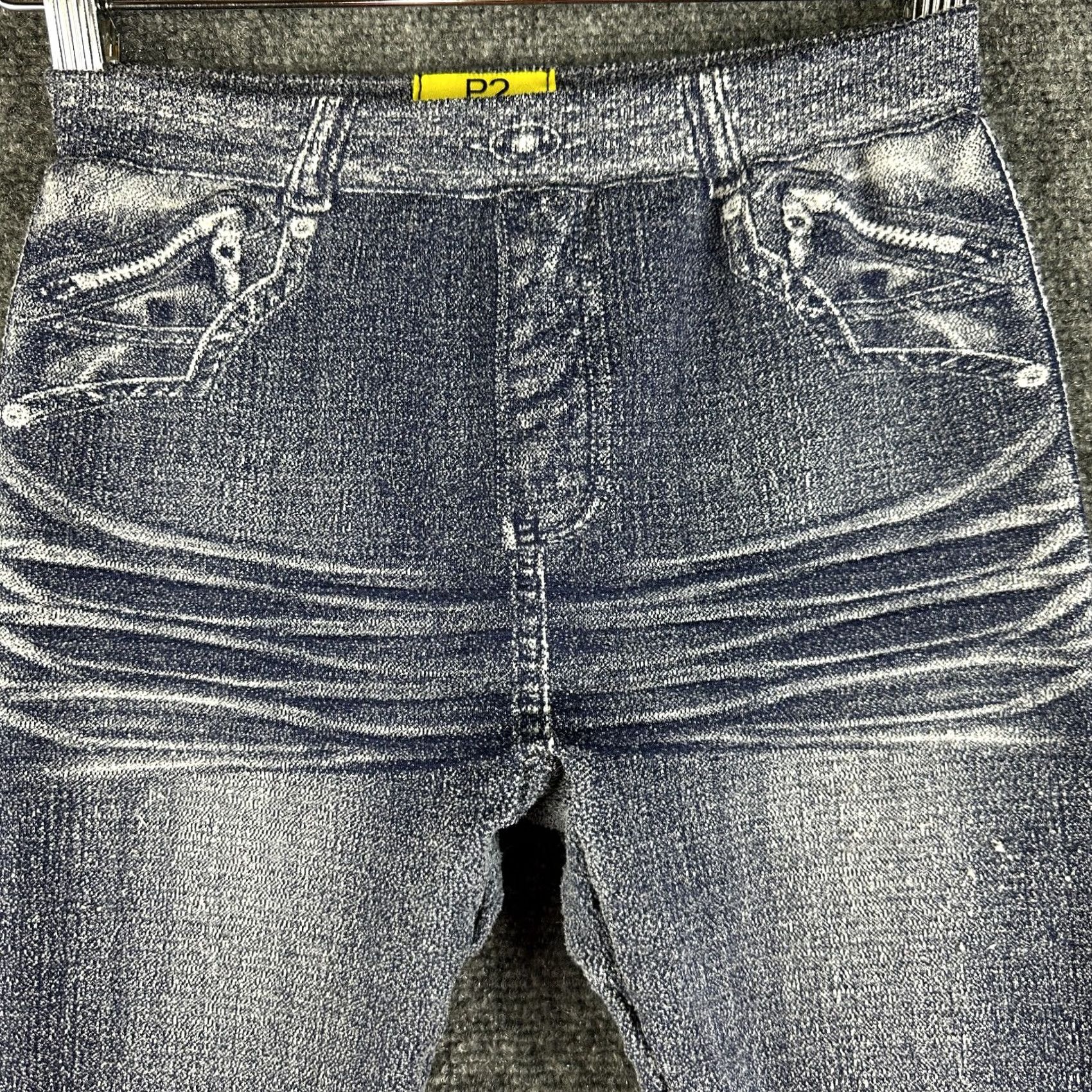 Vintage P2 Pink Pump Leggings Womens Small Pullon Pant Blue Faux Jean Look Knit Ankle Inseam 24.5 in 25 in Casual Size 27" / US 4 / IT 40 - 3 Thumbnail