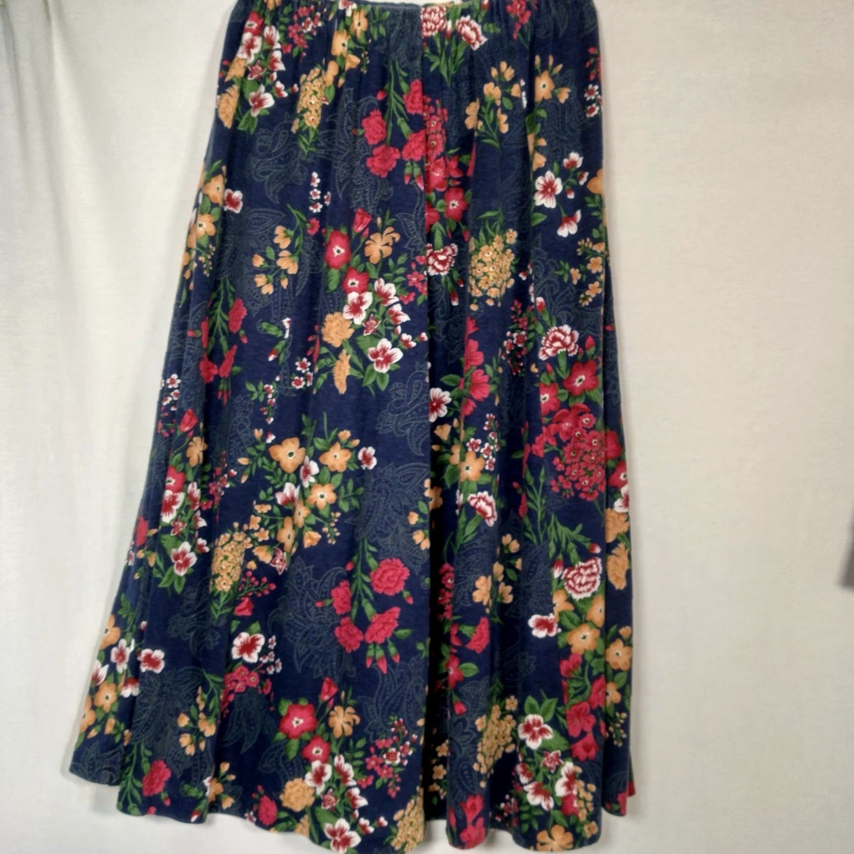 Vintage Vintage Large Skirt And Shirt Knit Outfit Set Blue Floral Cottagecore Soft USA Daywear Size L / US 10 / IT 46 - 4 Thumbnail