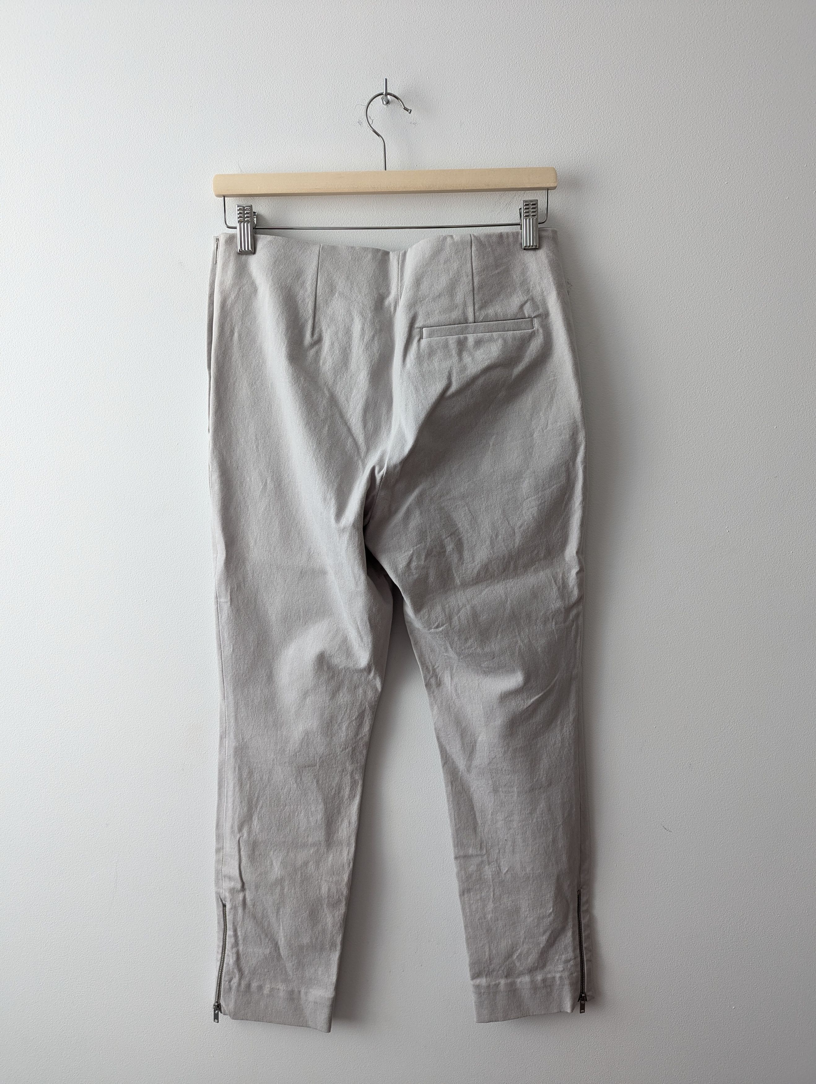 Cos COS Stretch Cotton Trousers Light Grey Zipper Detail Size 32" / US 10 / IT 46 - 10 Thumbnail