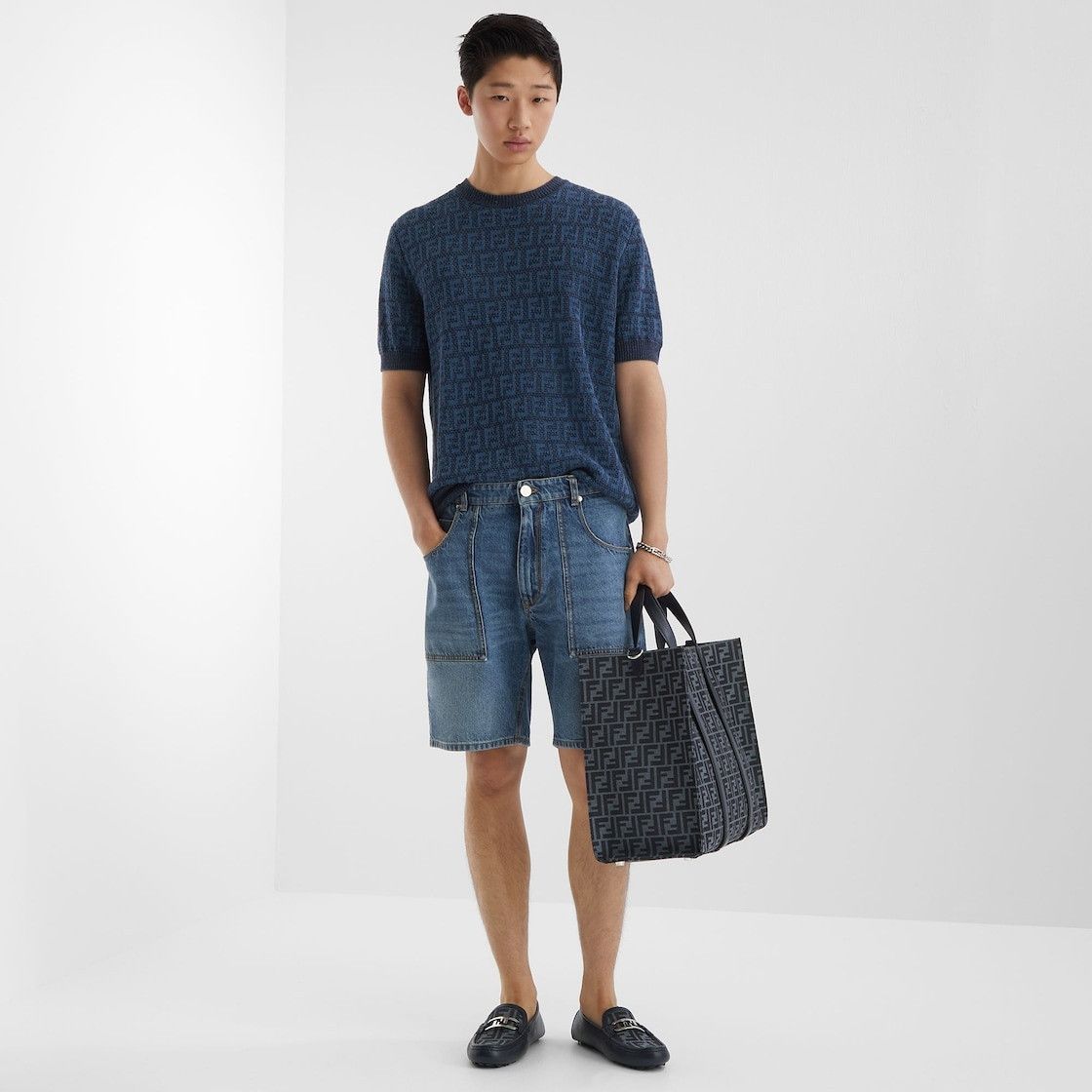 Fendi o1s1wg111025 Jeans Shorts in Blue Size US 36 / EU 52 - 4 Thumbnail