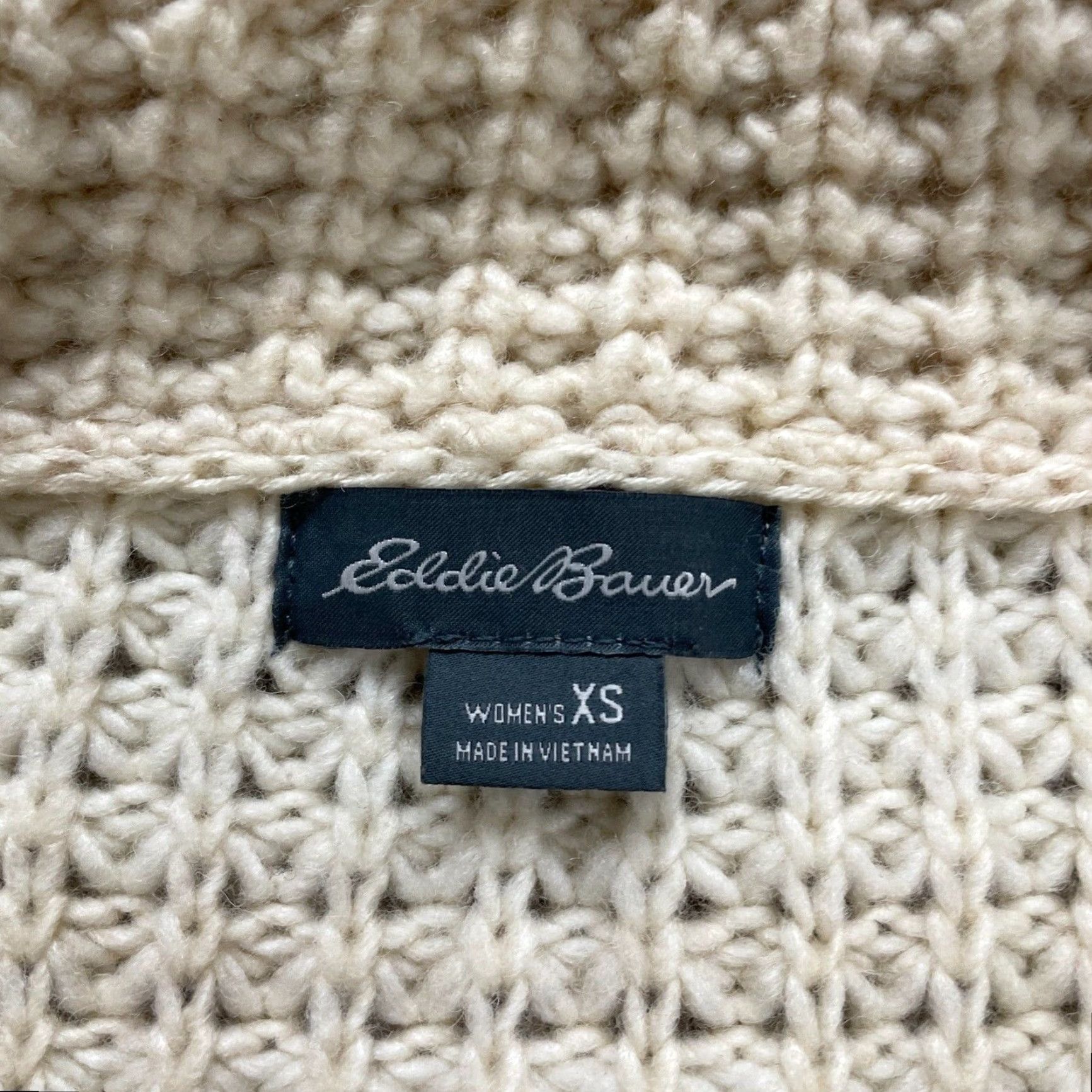 Eddie Bauer VINTAGE Eddie Bauer Chunky Knit Sweater Shirt Womens XS Beige 1/4 Zip Wool Camel Hair Pullover Winter Size XS / US 0-2 / IT 36-38 - 3 Thumbnail