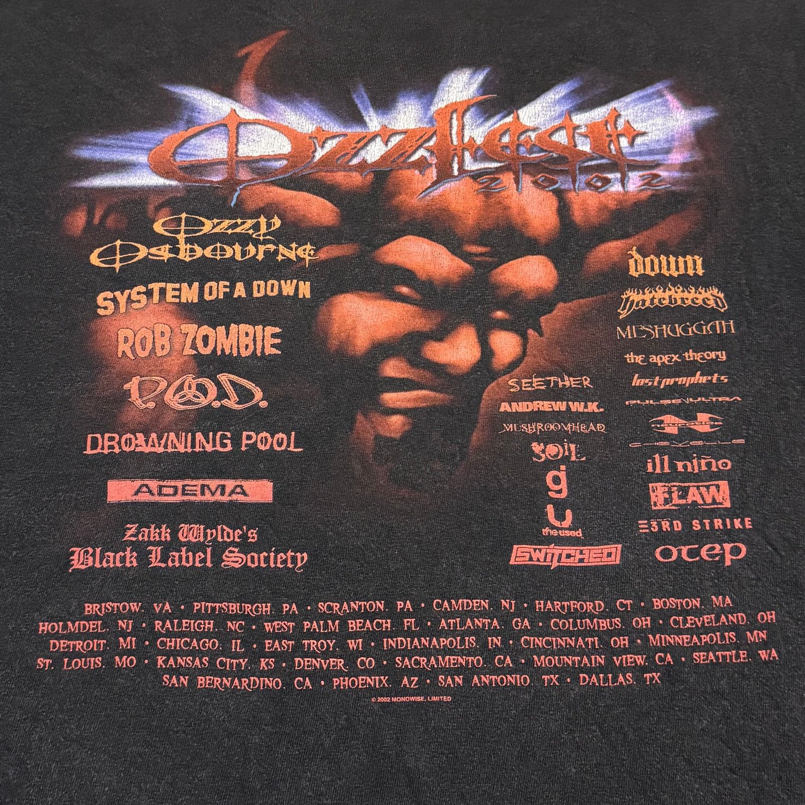 All Sport 2002 Ozzfest Concert Shirt Large Ozzy Hatebreed Rob Zombie Size US L / EU 52-54 / 3 - 4 Thumbnail