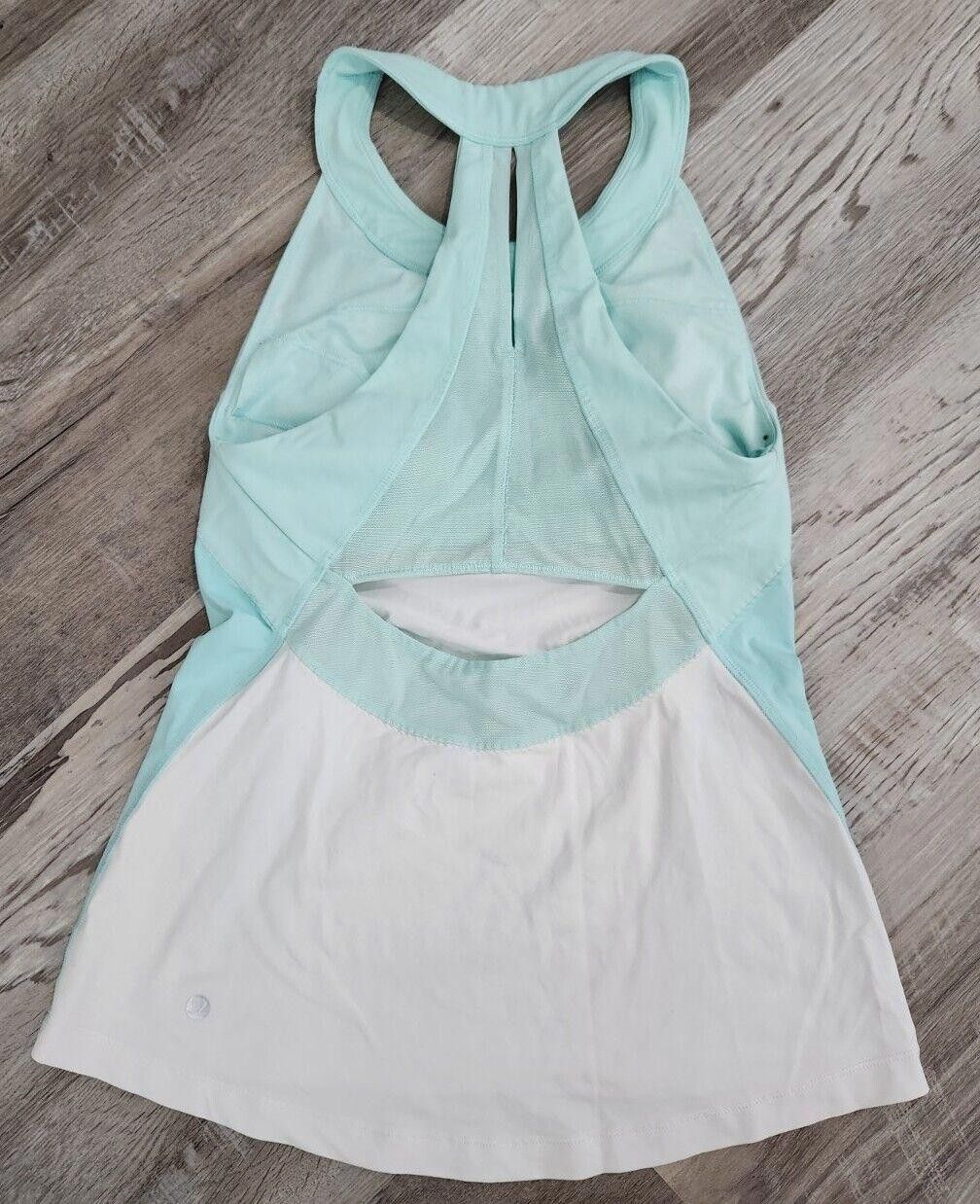 Designer Lululemon Make It Count Tank Top Size 8 White Aqua Open Back Size M / US 6-8 / IT 42-44 - 2 Thumbnail