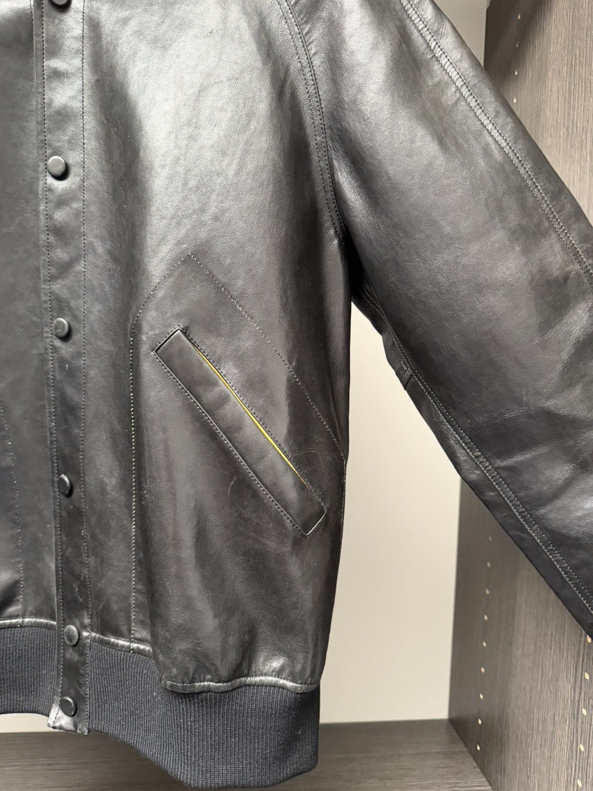 Other Black & Yellow Reversible Lambskin Leather Bomber Jacket Size US S / EU 44-46 / 1 - 4 Thumbnail