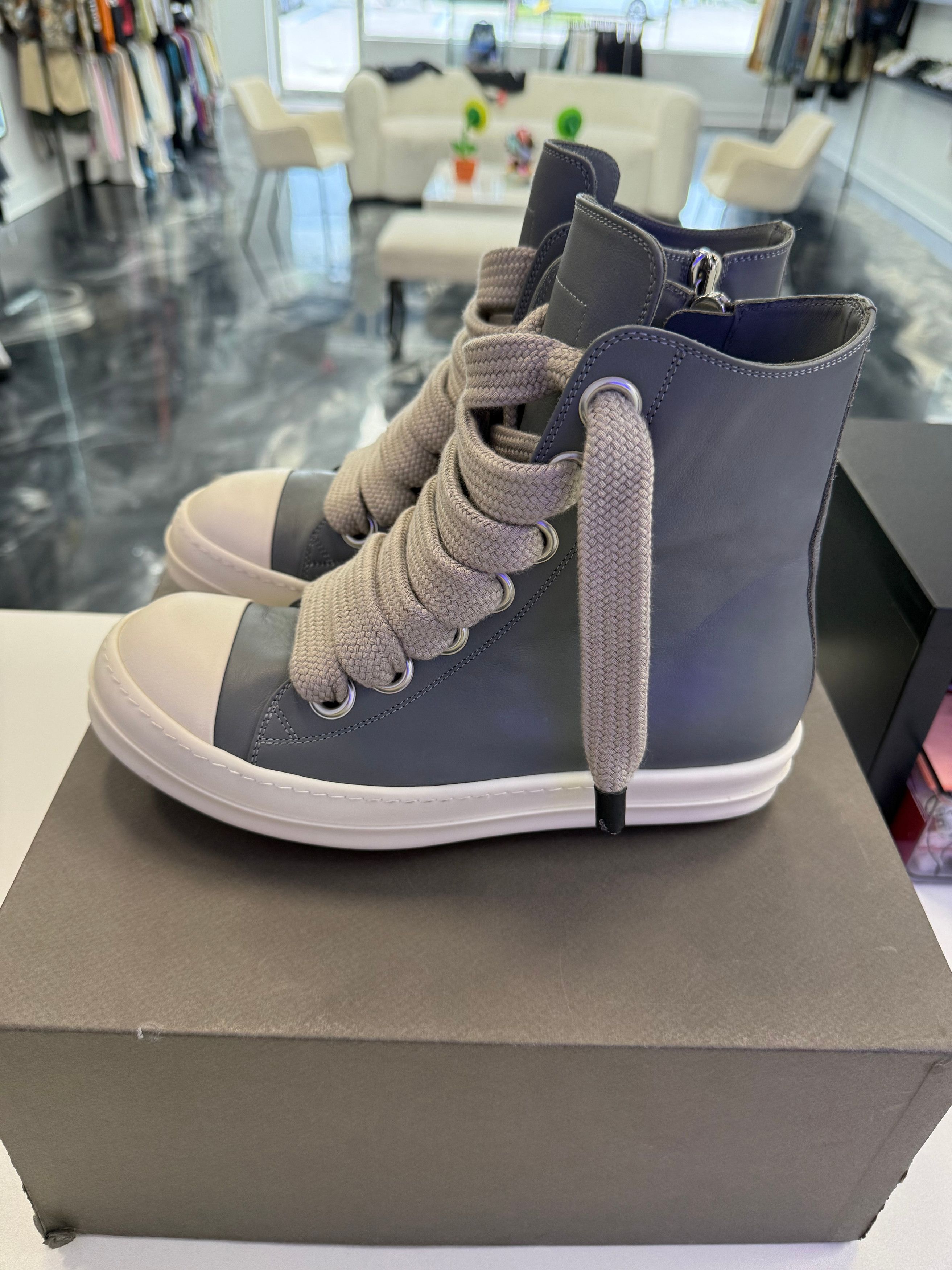 Rick Owens Gray Temple Jumbolace Sneakers Size US 9 / EU 42 - 4 Thumbnail