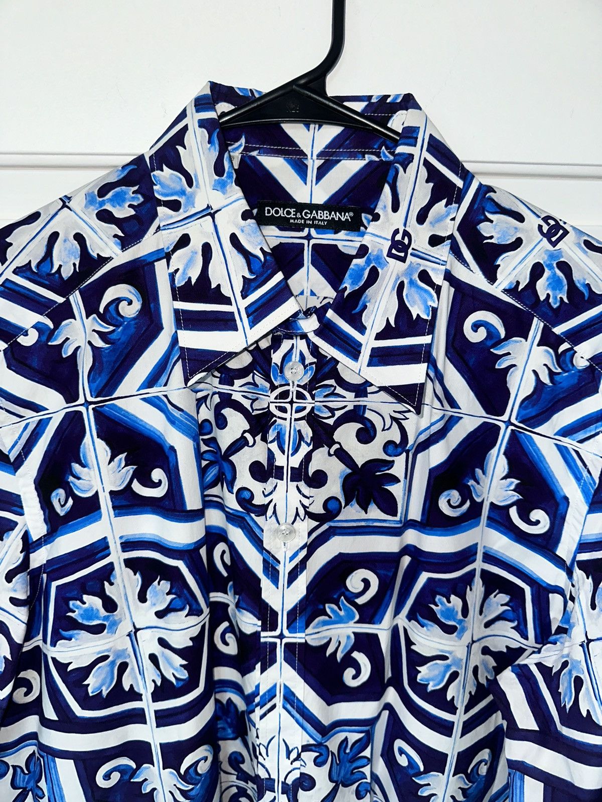 Dolce & Gabbana Dolce & Gabbana Blue Pattern Long Sleeve Button-Up Size US L / EU 52-54 / 3 - 3 Thumbnail