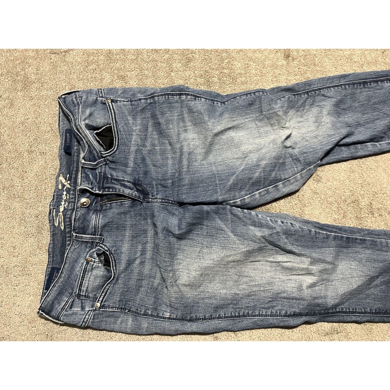 Vintage Seven7 Jeans Women Slim Denim Blue 12 Mid Rise Jeans Bottoms Size 34" / US 12 / IT 48 - 4 Thumbnail