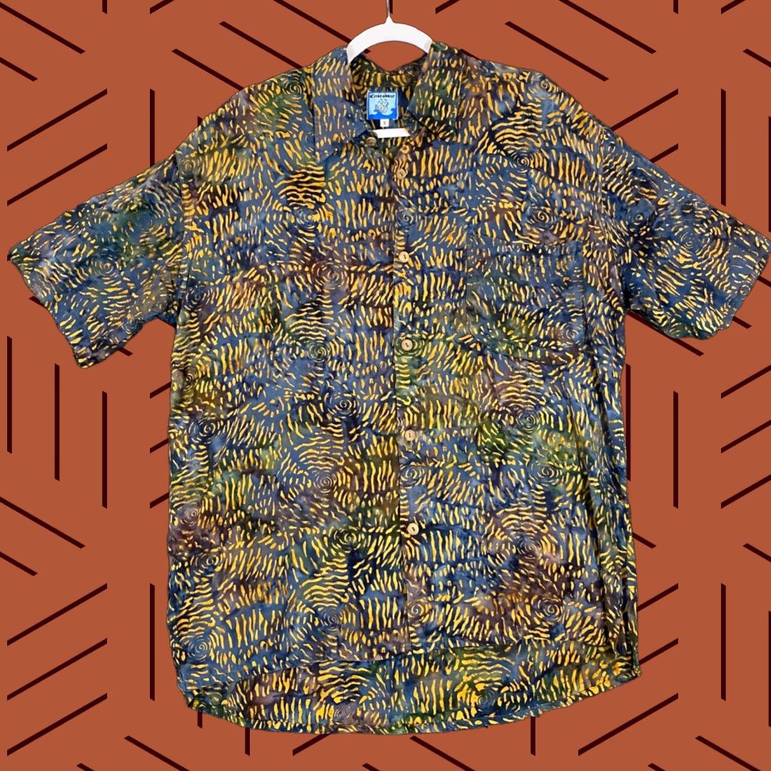 Vintage VINTAGE Hawaiian Shirt Mens S/M/L Blue Geometric Button Outdoors S/S See Pics Size US M / EU 48-50 / 2 - 1 Thumbnail