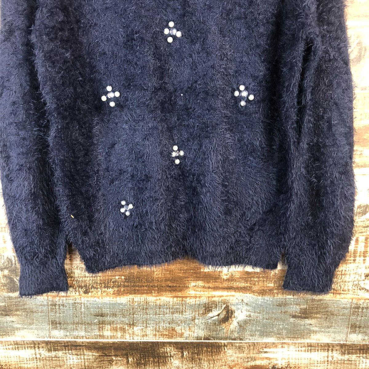 Japanese Brand DL Sos Pita Dark Blue Mohair Knitwear #C361 Size S / US 4 / IT 40 - 6 Thumbnail