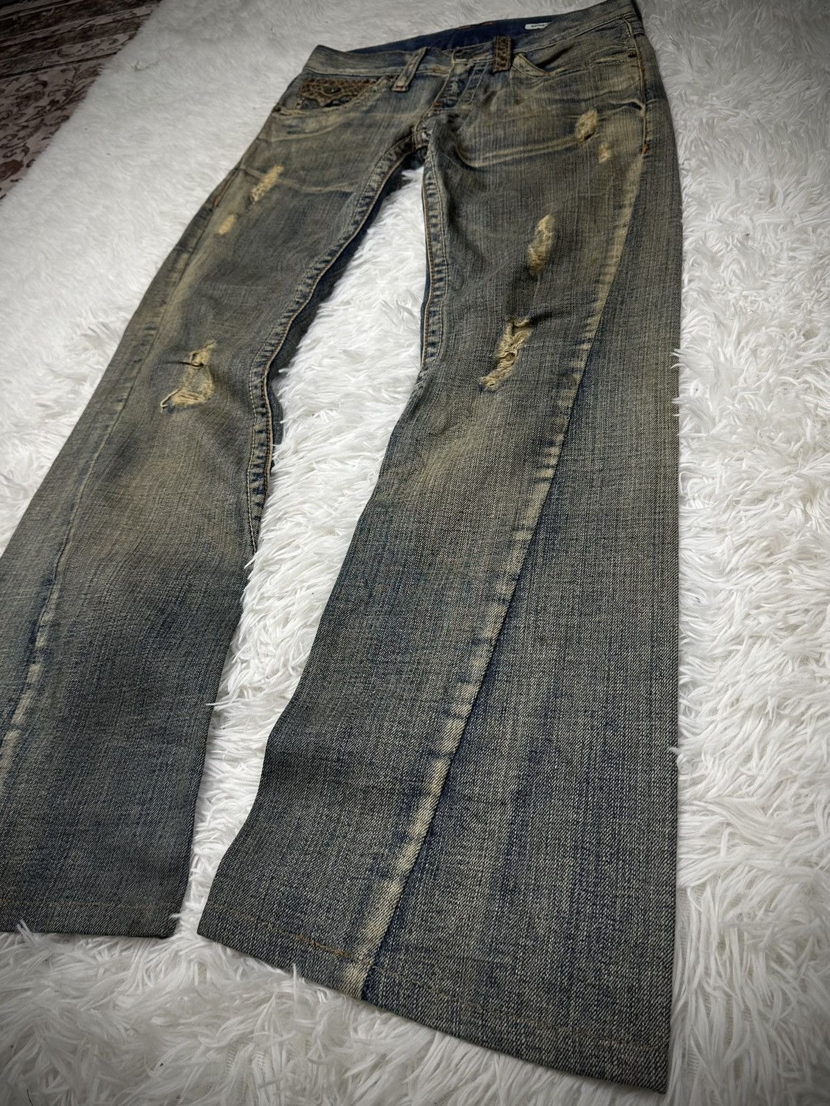 Japanese Brand rare 2000s SEMANTIC DESIGN python snake skin flare jeans Size US 31 - 2 Thumbnail