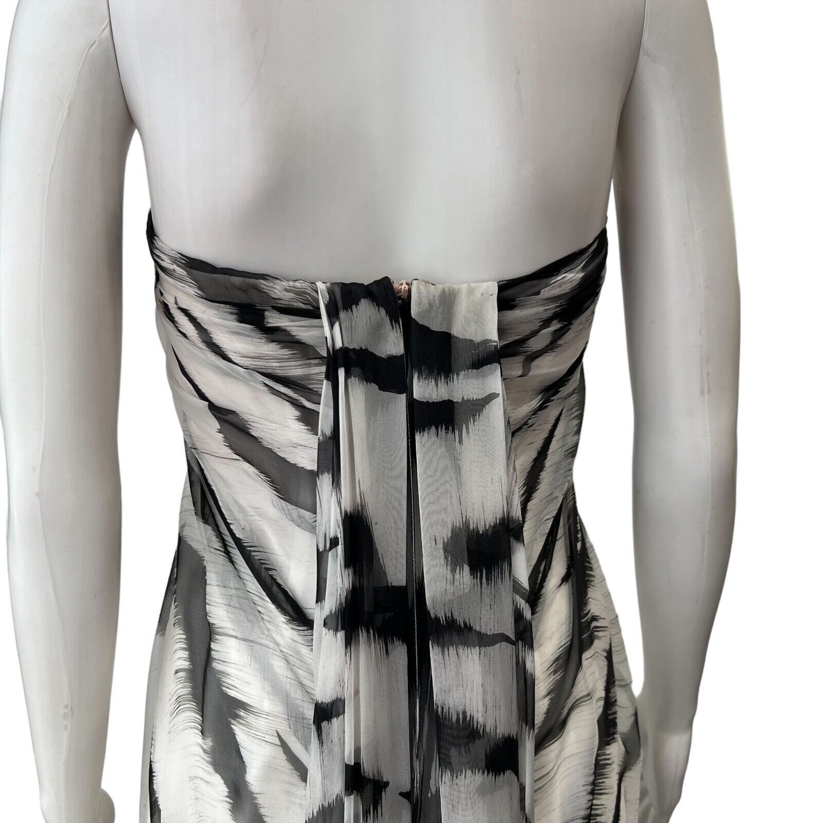 Alexander McQueen $6200 Black White Strapless Pleated Silk Long Dress Size S / US 4 / IT 40 - 11 Thumbnail