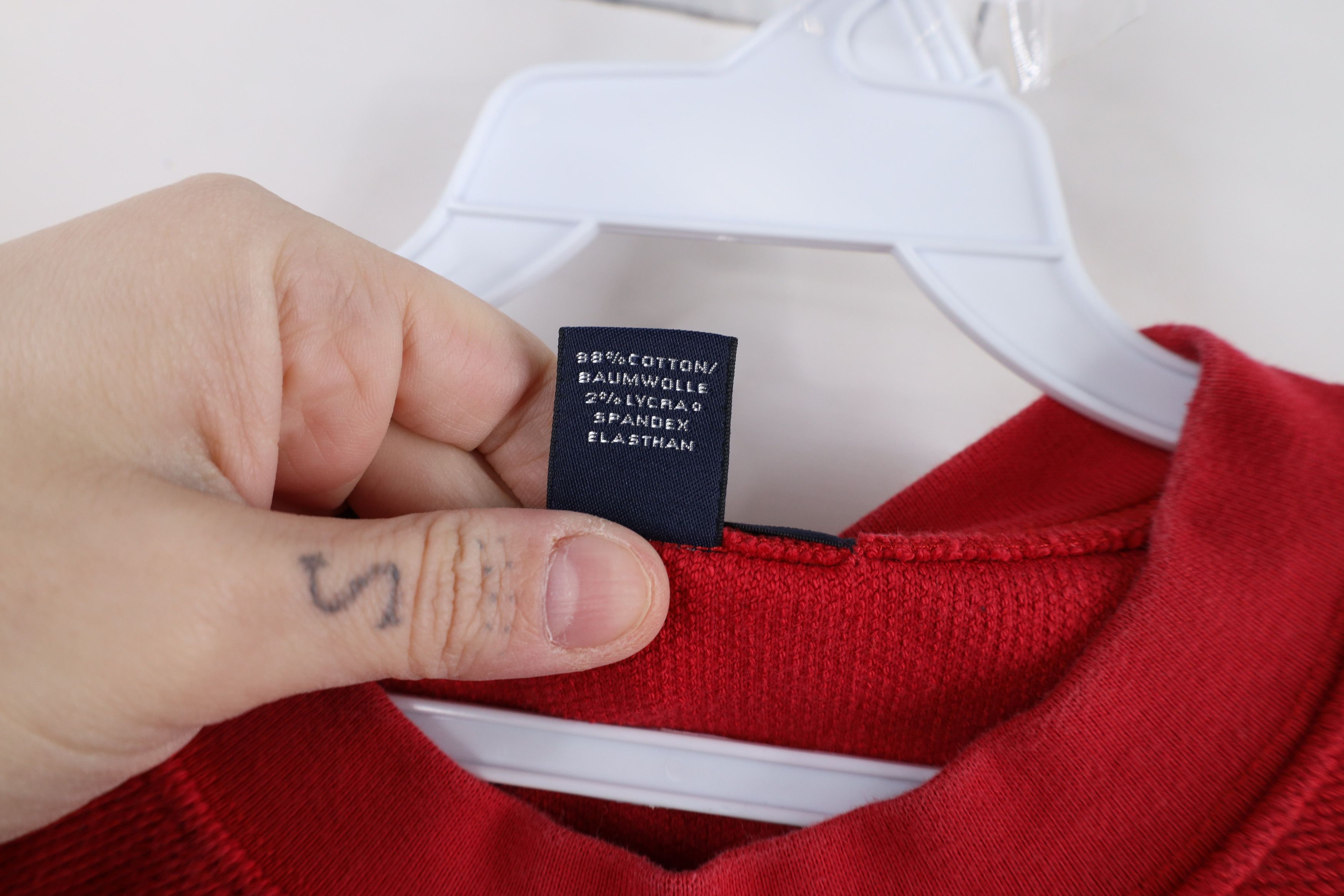 Lands' End × Vintage Vintage 90s Lands End Cotton Weave Crewneck Sweater Red Size L / US 10 / IT 46 - 11 Thumbnail