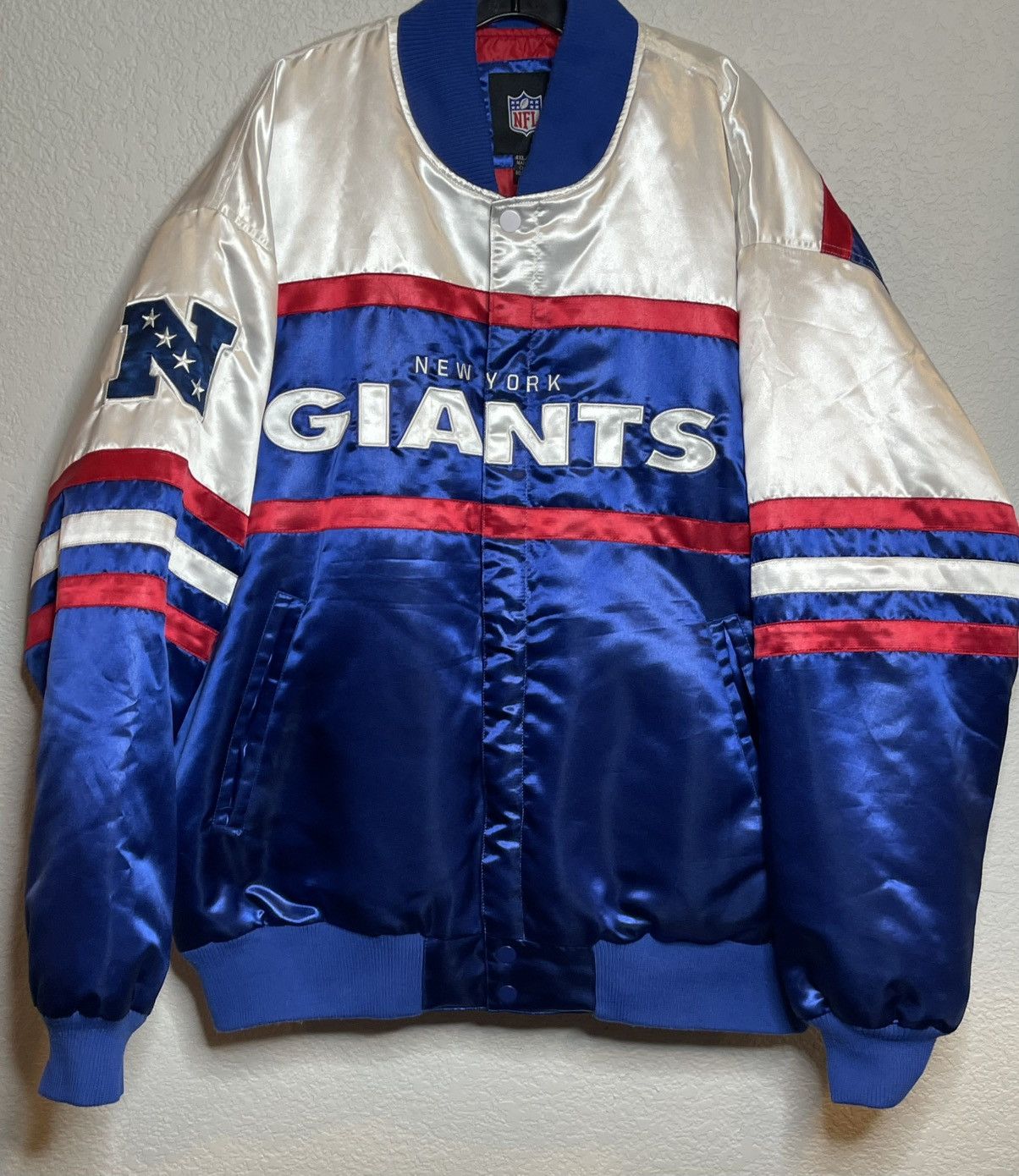NFL NY Giants Bomber Polyester Jacket w Large Logo Sz 4XL Size US XXL / EU 58 / 5 - 2 Thumbnail