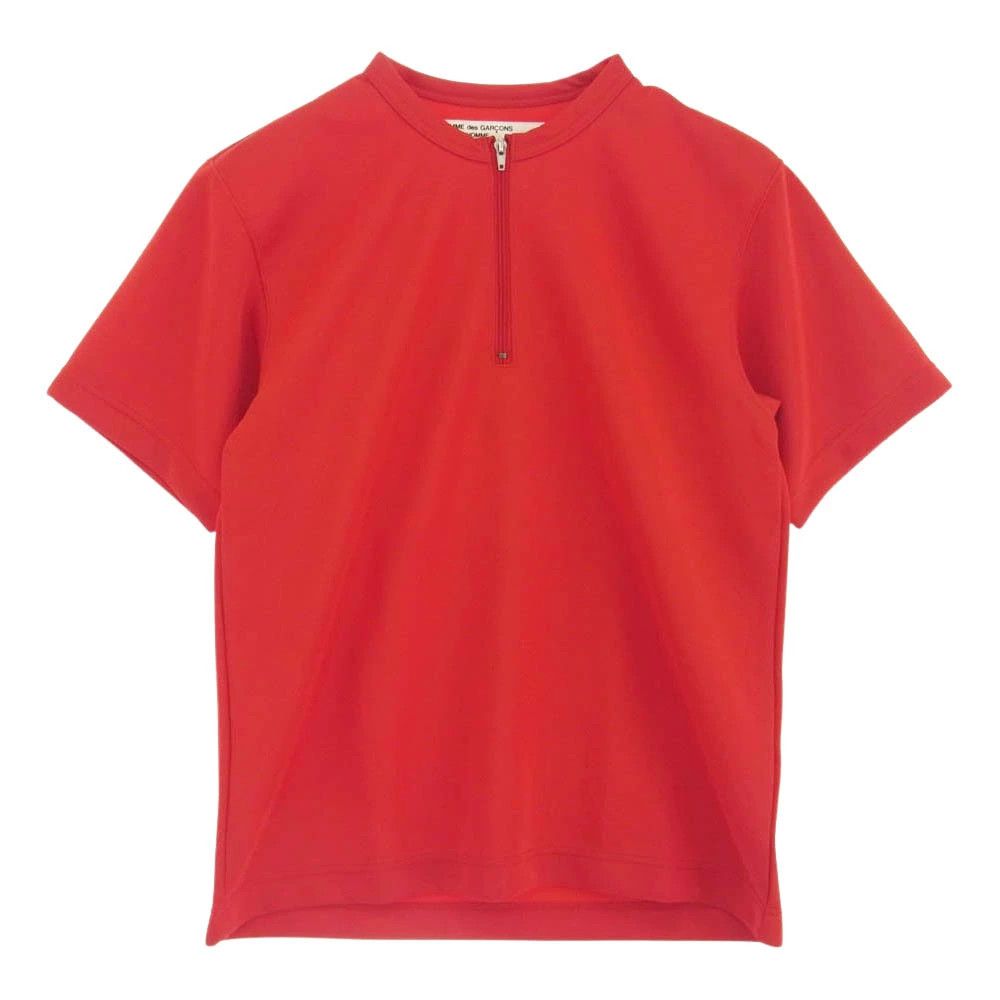 Comme des Garcons Homme T-Shirts Half-zip Cut and sewn Polyester Crewneck Plain Red Size US M / EU 48-50 / 2 - 1 Thumbnail