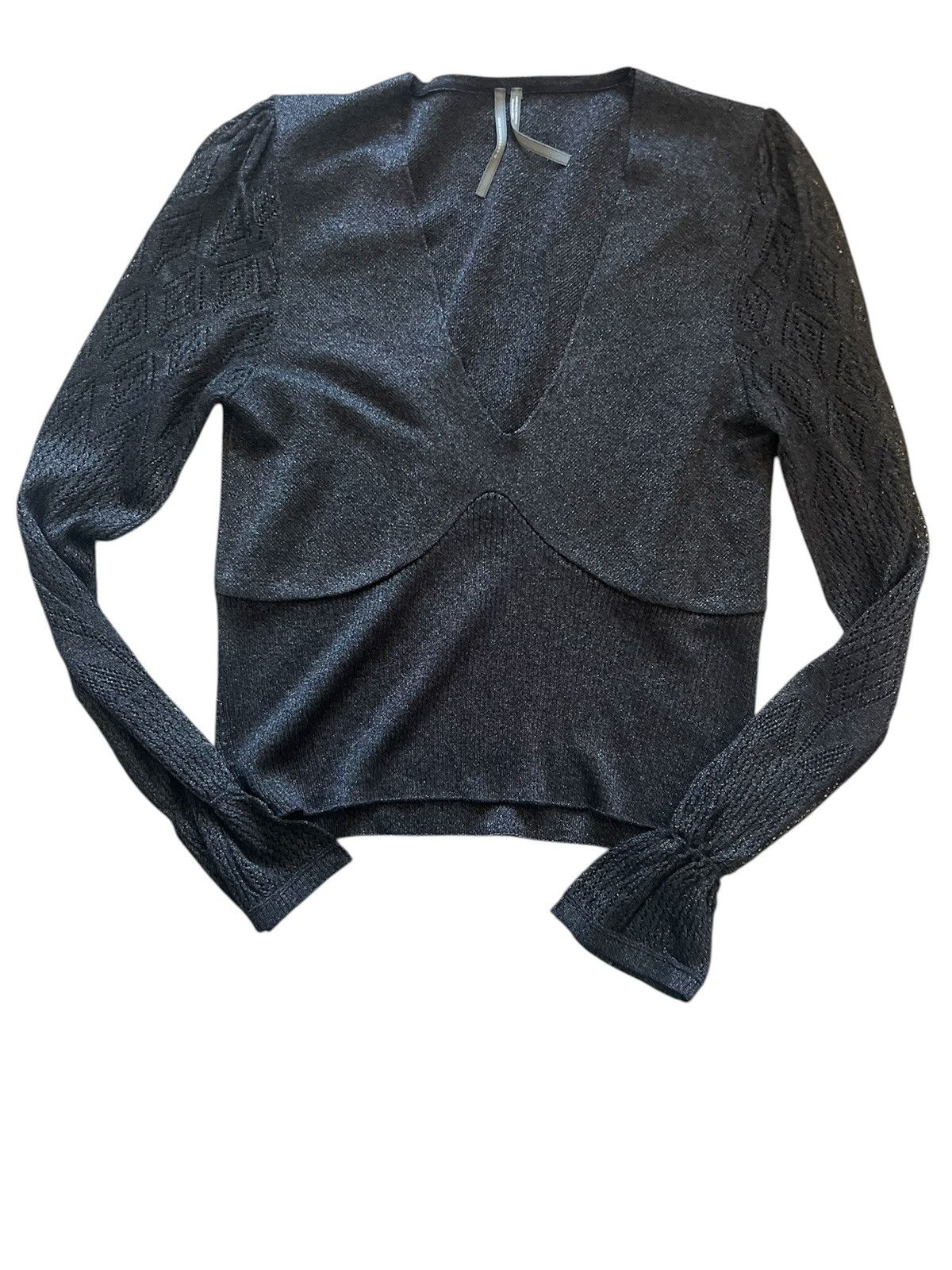Anthropologie Anthropologie Black Woven-Sleeve Twofer Sweater | Medium Size M / US 6-8 / IT 42-44 - 1 Thumbnail
