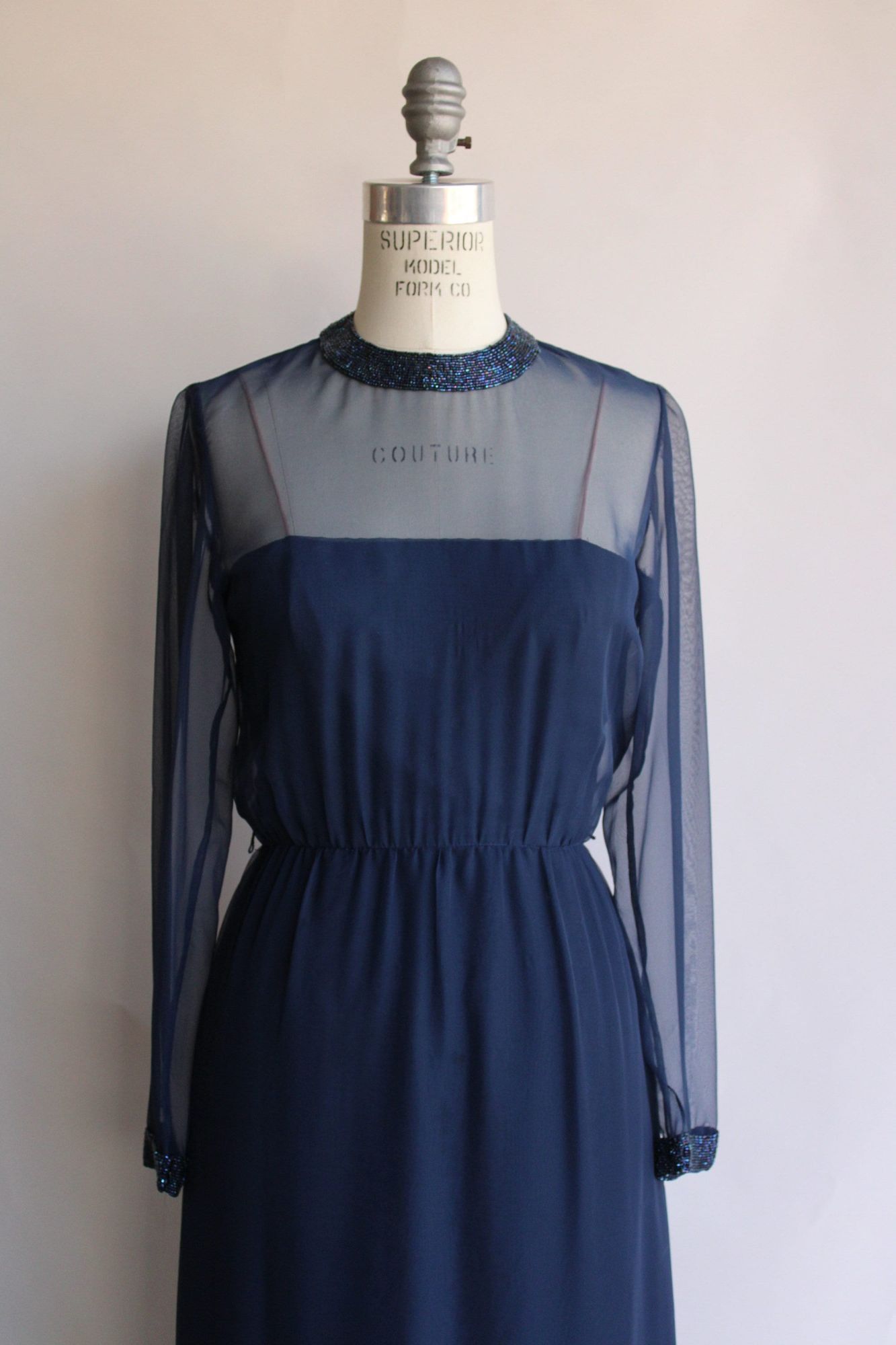 Vintage Vintage 1960s Dress, Victoria Royal Ltd. Navy Blue Cocktail Size M / US 6-8 / IT 42-44 - 3 Thumbnail