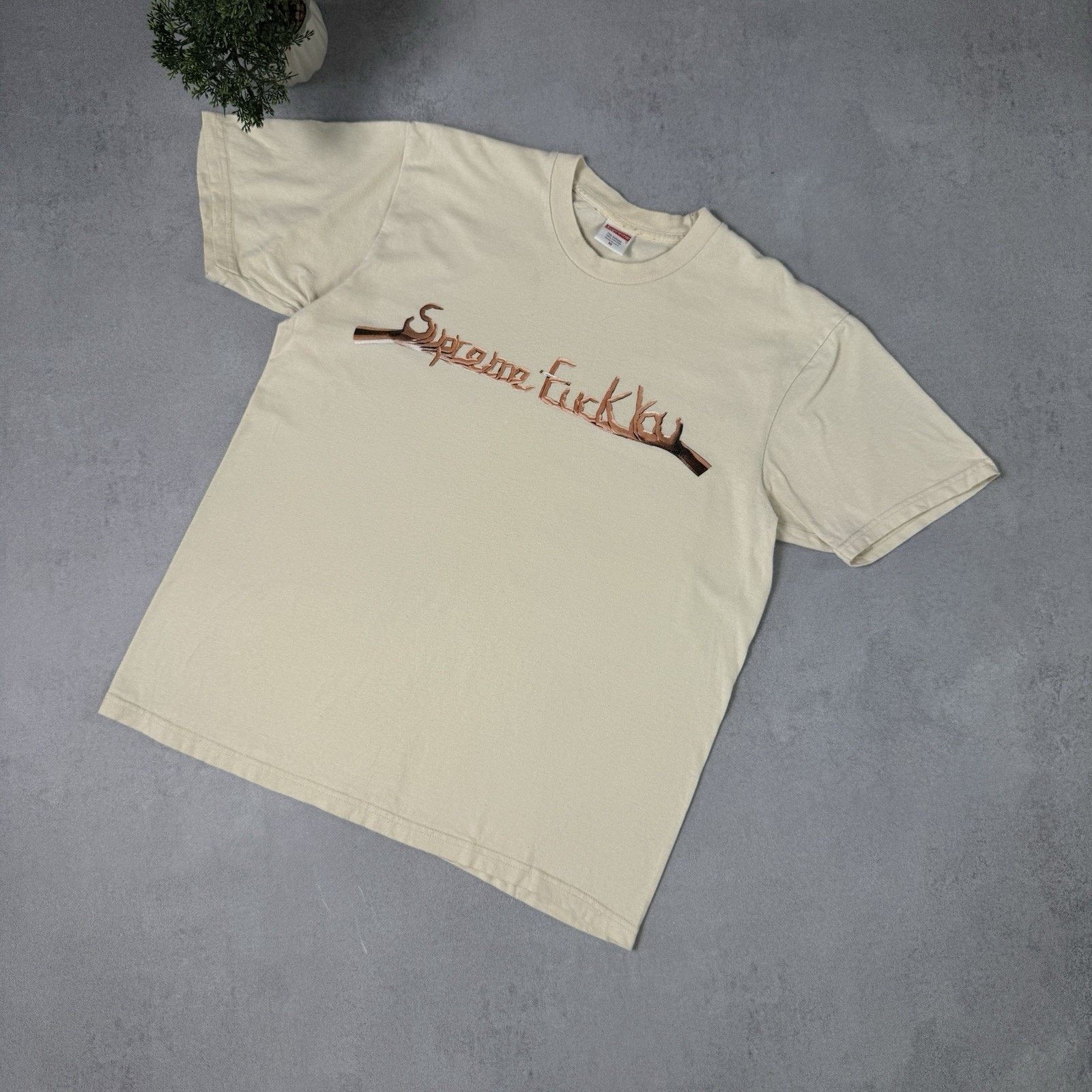 Supreme Supreme F**k You Tee FW18 Men's Size M Beige Size US M / EU 48-50 / 2 - 1 Thumbnail