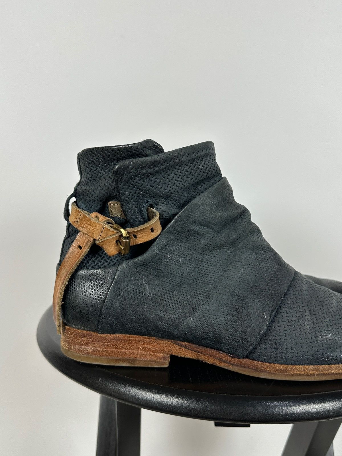 A.S.98 A.S.98. Airstep Navy Blue Leather Biker Ankle Boots Size US 8 / IT 38 - 14 Thumbnail
