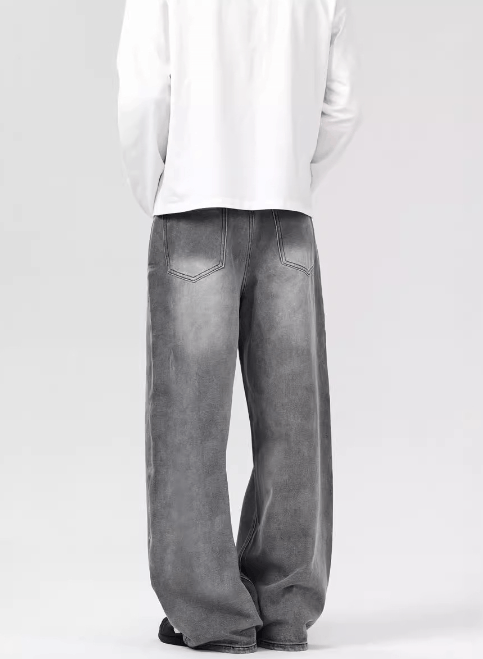 Japanese Brand × Jean American grey washed distressed loose straight jeans Size US 32 / EU 48 - 4 Thumbnail