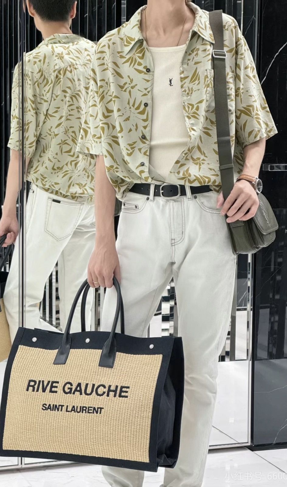 Saint Laurent Paris lyocell and cotton blend leaves print bowling shirt size L Size US L / EU 52-54 / 3 - 2 Thumbnail