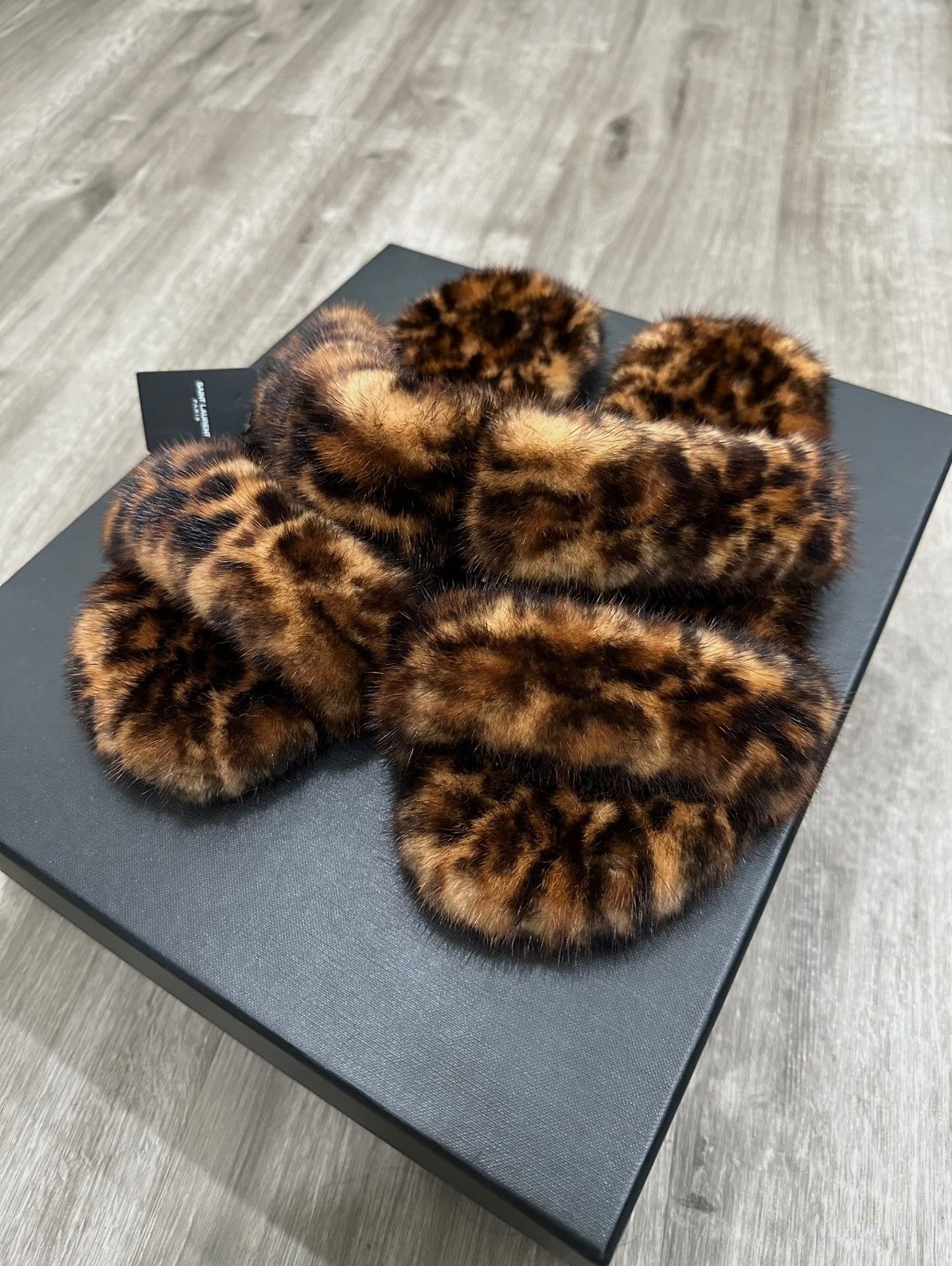 Saint Laurent Paris Saint Laurent Leopard Mink Sandals / Slides Size US 8.5 / EU 41-42 - 1 Thumbnail