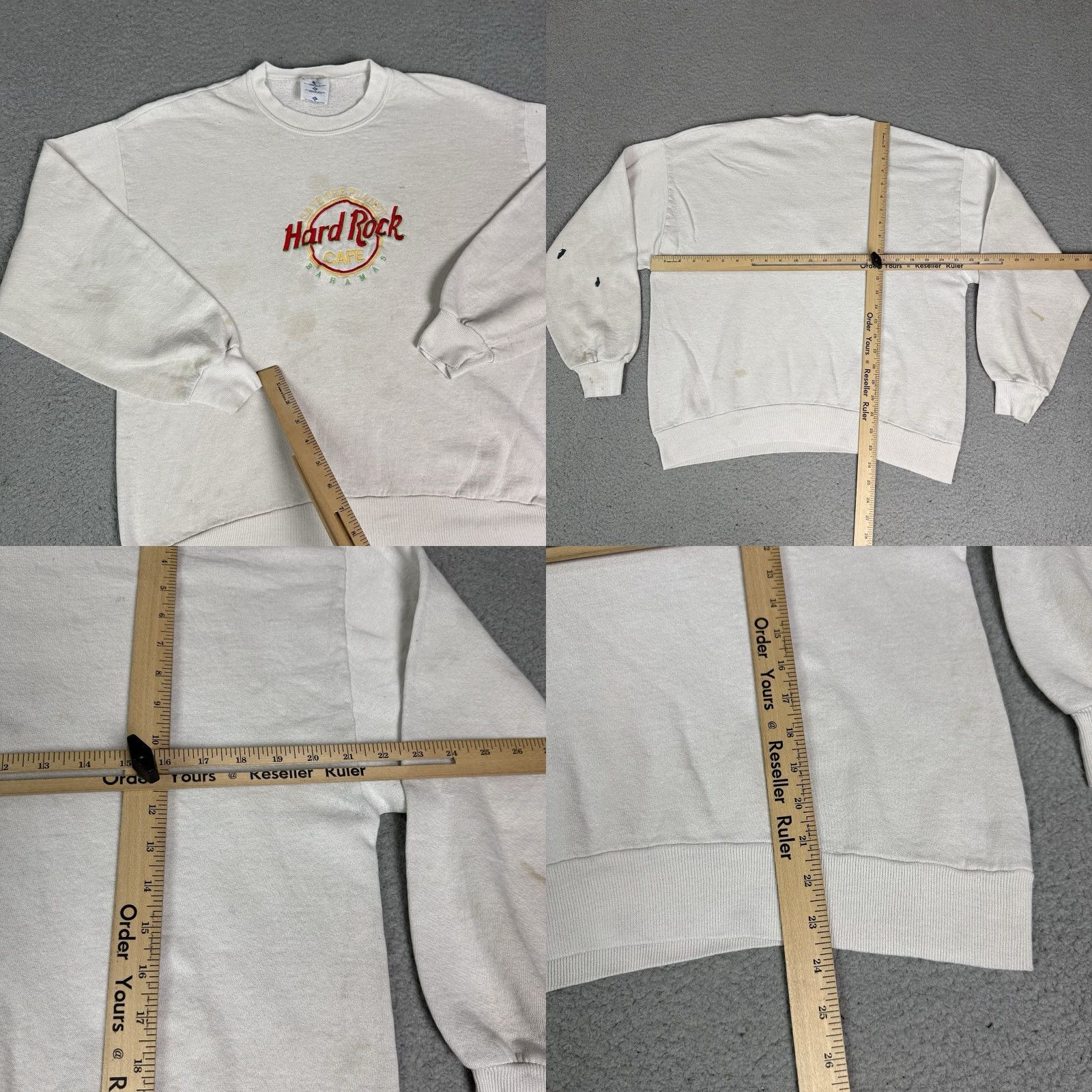 Hard Rock Cafe VINTAGE Hard Rock Cafe Sweatshirt Mens L White Bahamas 90s Logo Embroidered Retro 80s 90s Boys Mens Size US L / EU 52-54 / 3 - 8 Thumbnail