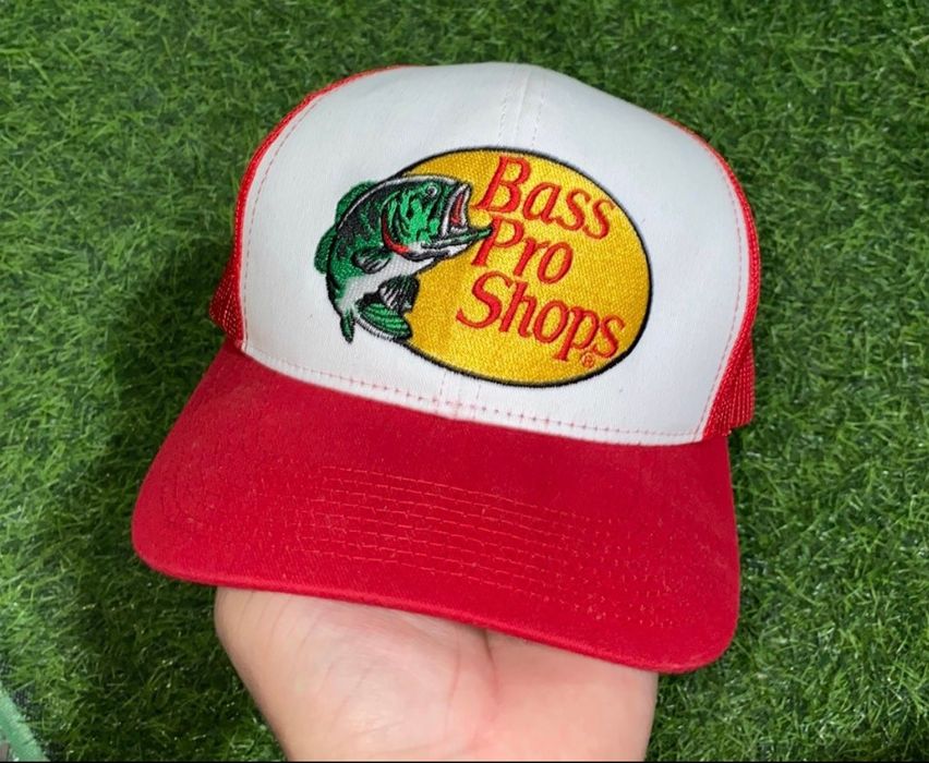 Vintage Bass Pro Shop Gone Fishing Hat White/Red One Size Adjustable