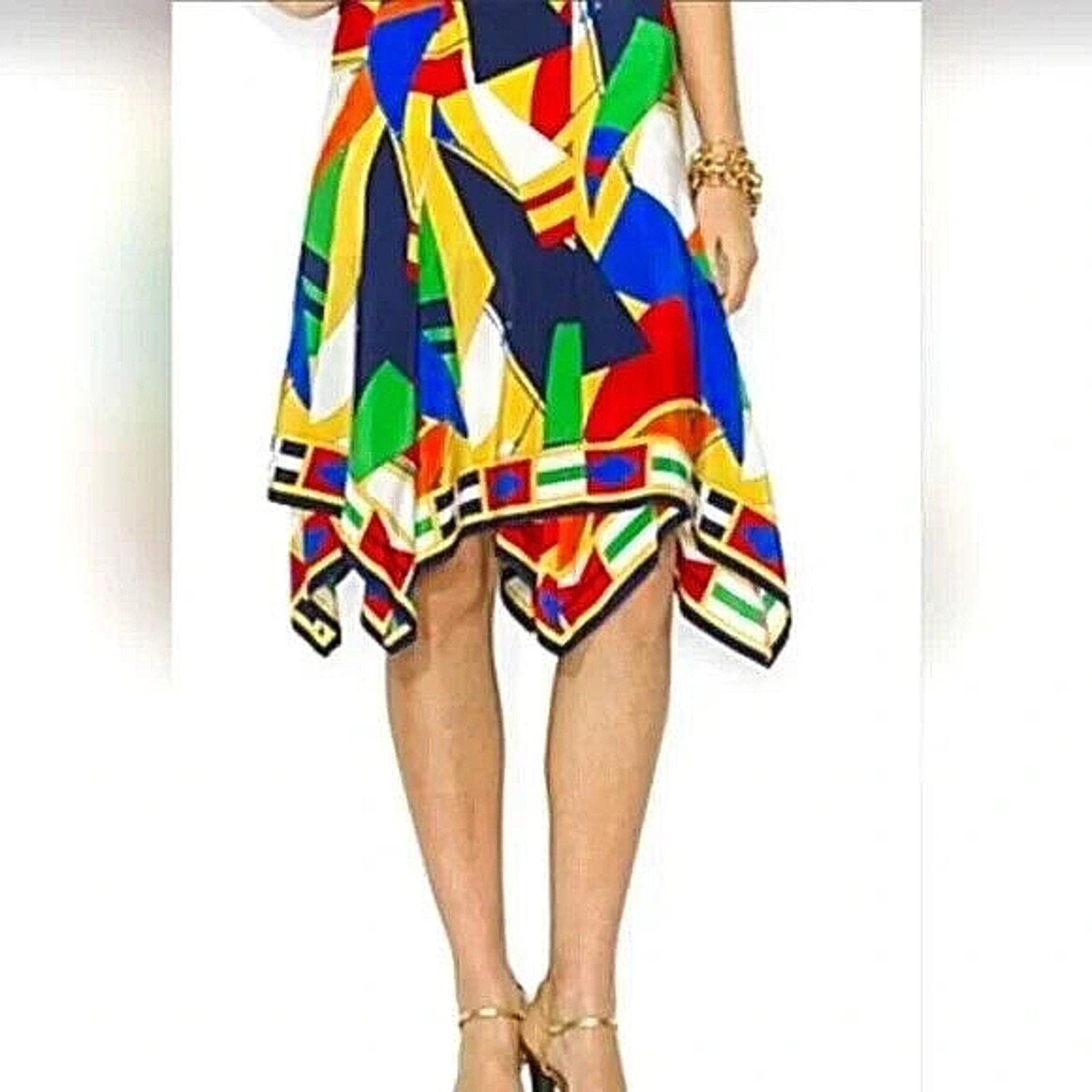 Ralph Lauren RALPH LAUREN BOLD NAUTICAL PRINT HANDKERCHIEF HEM SKIRT SZ 8 Size 30" / US 8 / IT 44 - 1 Thumbnail