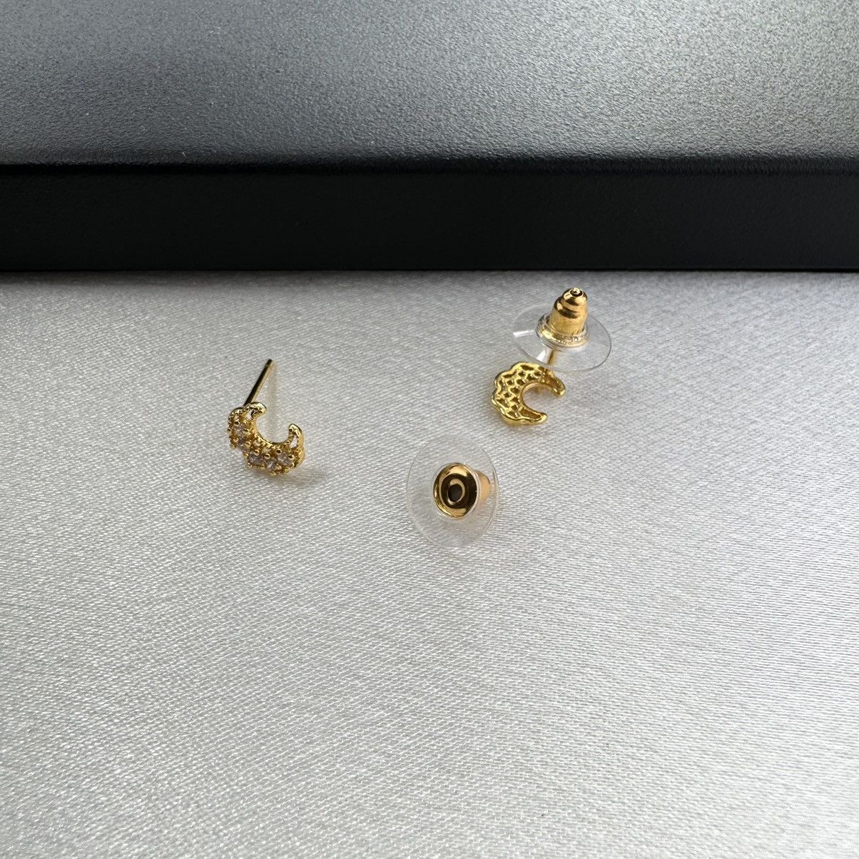 Designer Small CZ Moon Stud Earrings for Women Size ONE SIZE - 4 Thumbnail
