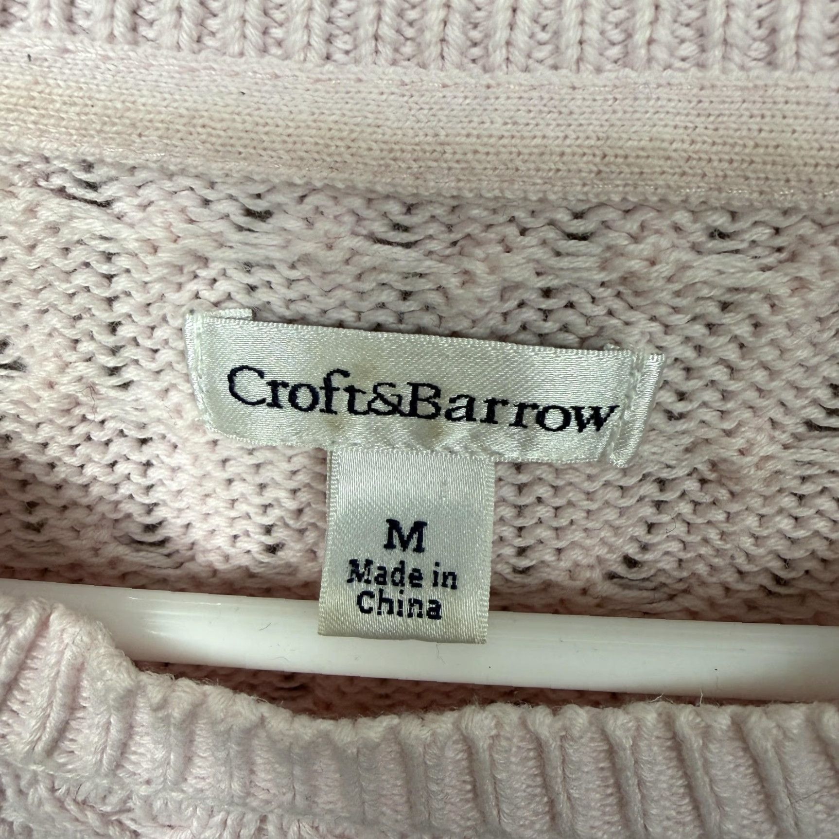 Croft & Barrow Womens Croft & Barrow Sweater M Gray Pink Colorblock Cable Knit Pastel Soft Girl Size M / US 6-8 / IT 42-44 - 5 Thumbnail